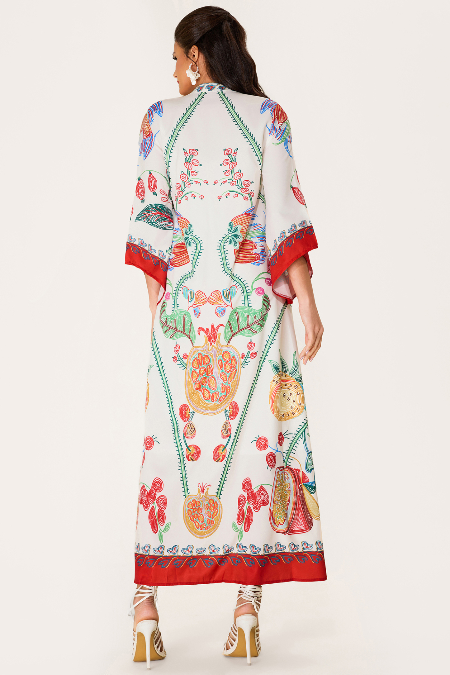 Floral V-Neck Ball Sleeve Maxi Dress
