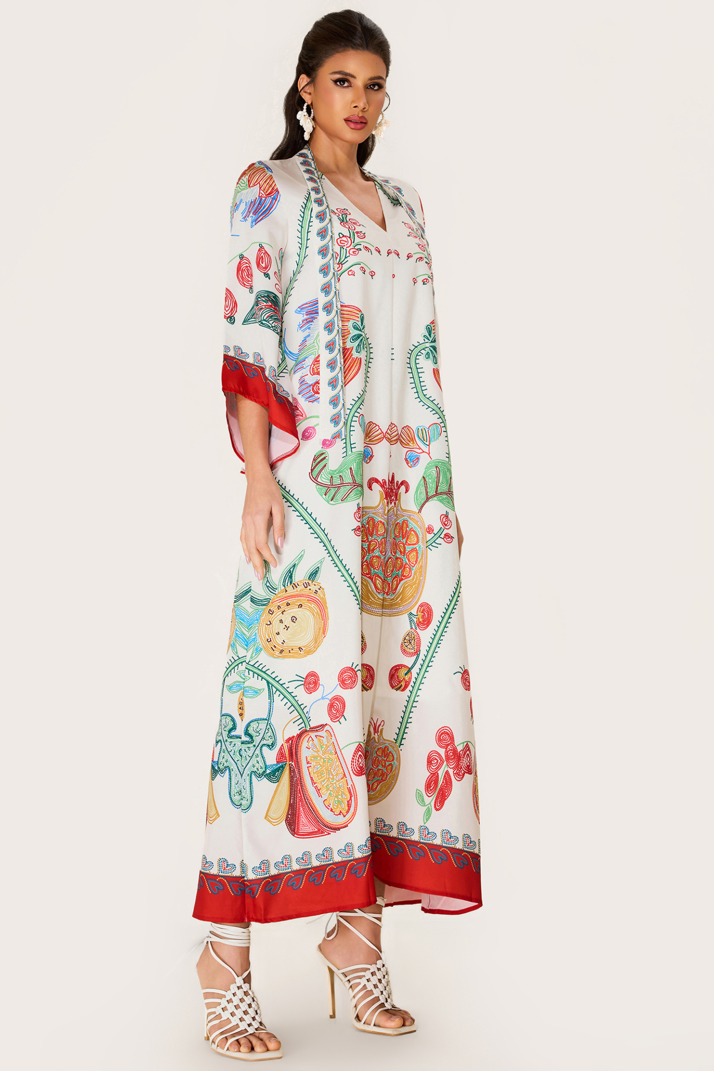 Floral V-Neck Ball Sleeve Maxi Dress