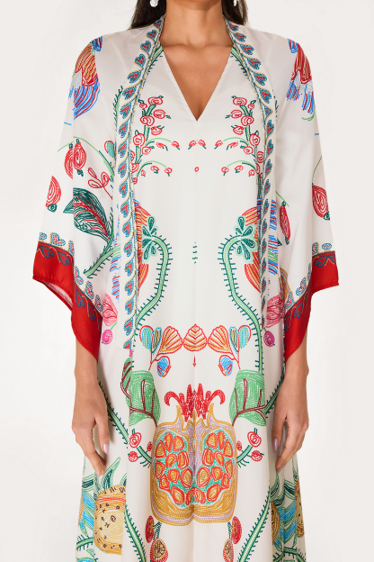 Floral V-Neck Ball Sleeve Maxi Dress