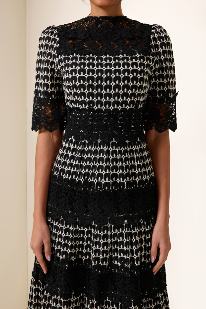 Ulla Lace Embroidery Midi Dress