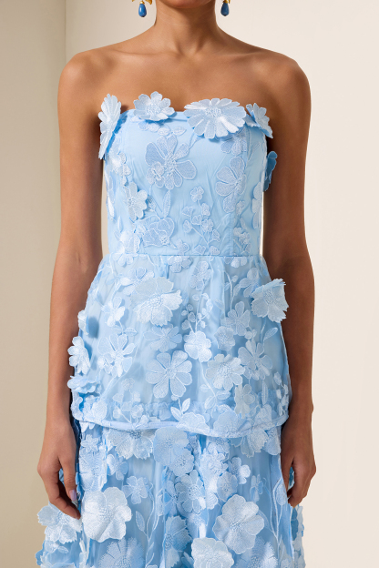 Embroidered Ruffle Off-Shoulder Midi Dress