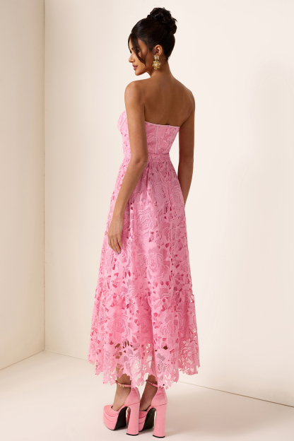 Solid Lace Sleeveless Midi Dress