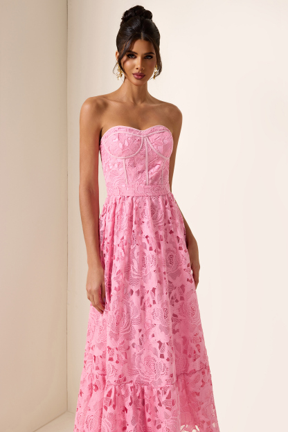 Solid Lace Sleeveless Midi Dress