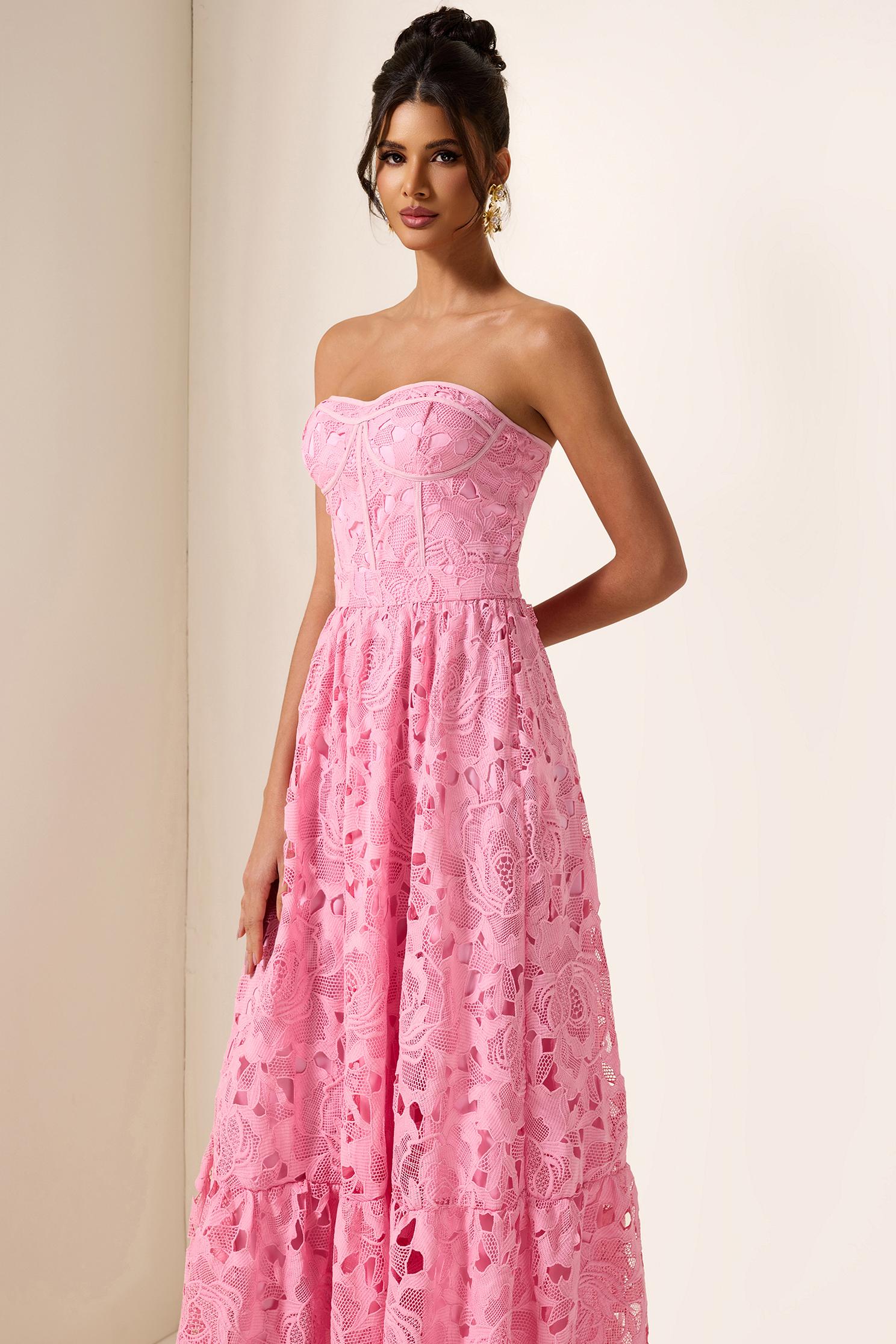 Solid Lace Sleeveless Midi Dress