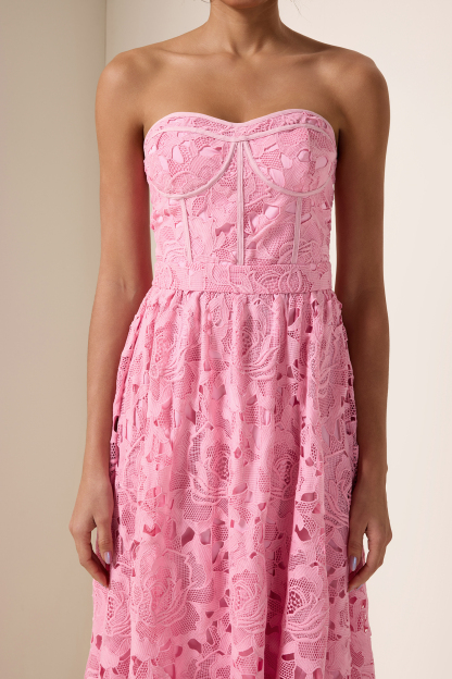 Solid Lace Sleeveless Midi Dress