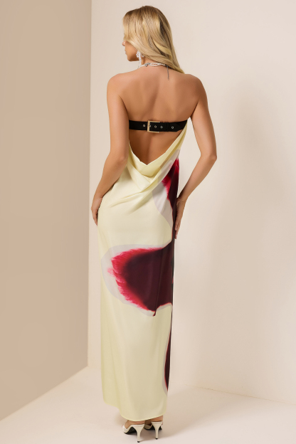 Floral Satin Off Shoulder Maxi Dress