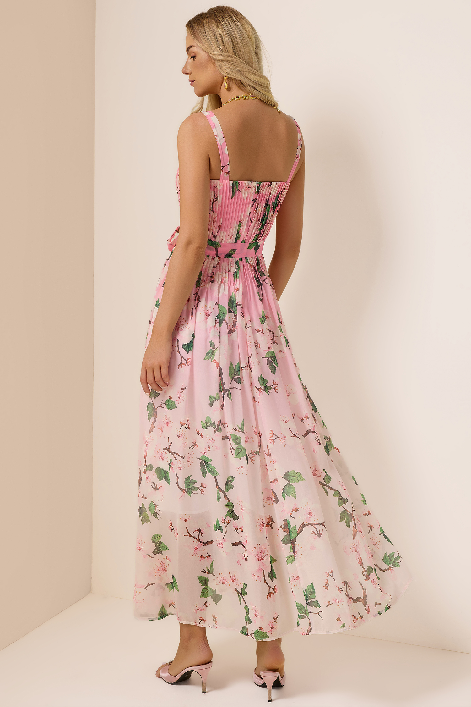 Floral Gradient Color Sleeveless Maxi Dress