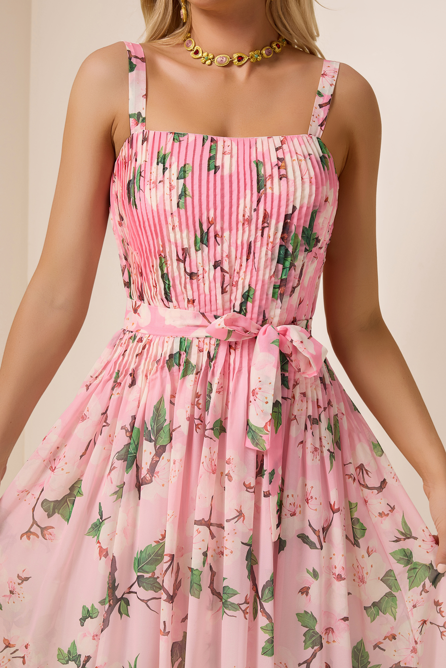 Floral Gradient Color Sleeveless Maxi Dress