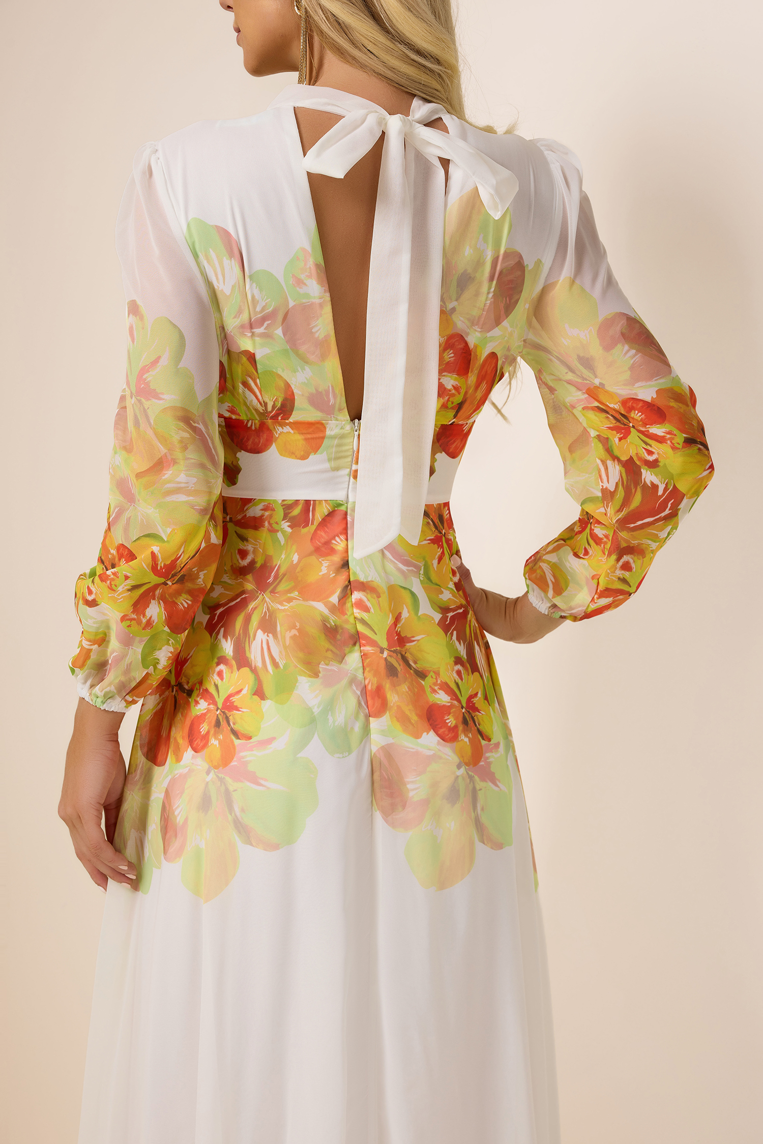 Floral Chiffon Cut-Out Maxi Dress