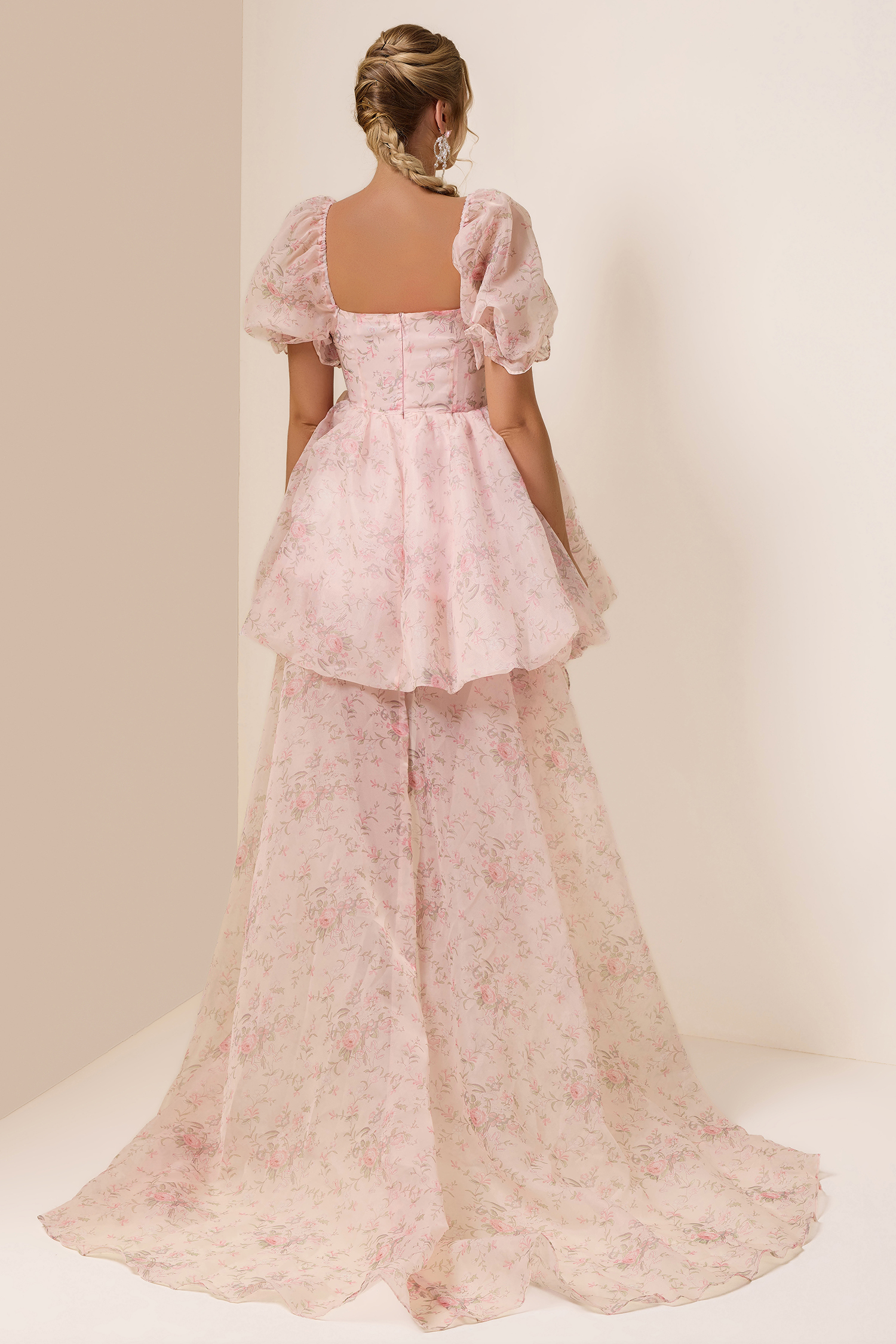 Floral Puff Sleeve Square Neck Mini Dress