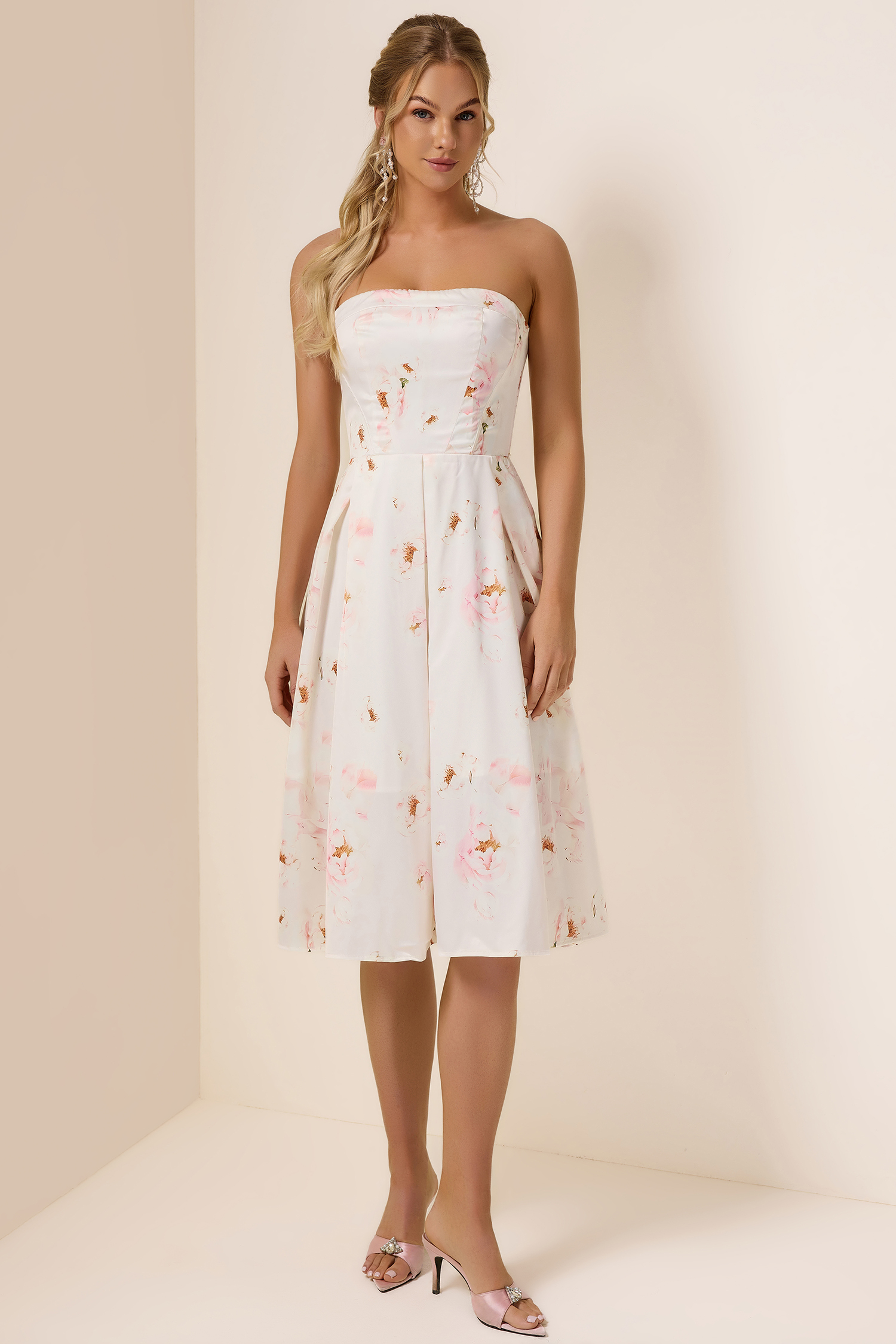 Floral Off-Shoulder Lace Up Midi Dress