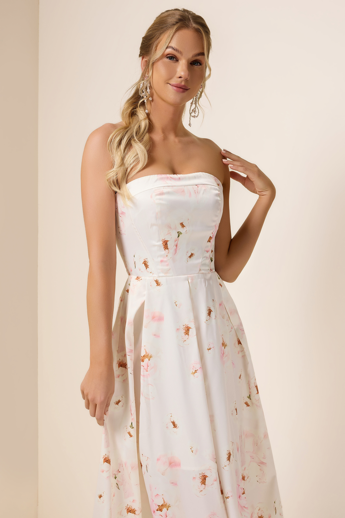 Floral Off-Shoulder Lace Up Midi Dress