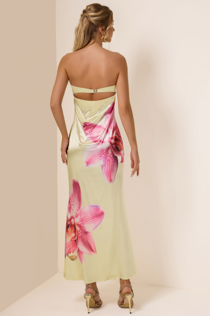 Floral Off Shoulder Backless Maxi Dress