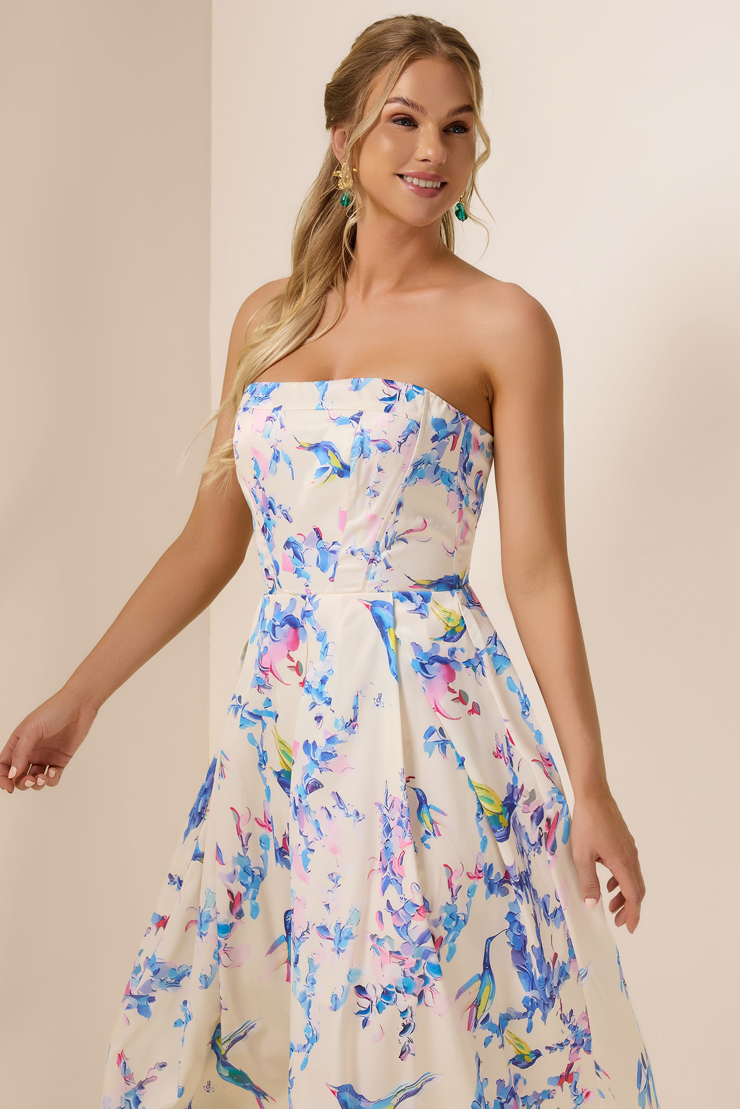 Floral Off-Shoulder Lace Up Midi Dress