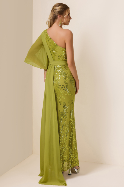 Sequin Skew Collar Lace Up Maxi Dress