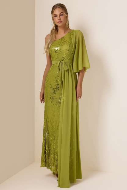 Sequin Skew Collar Lace Up Maxi Dress