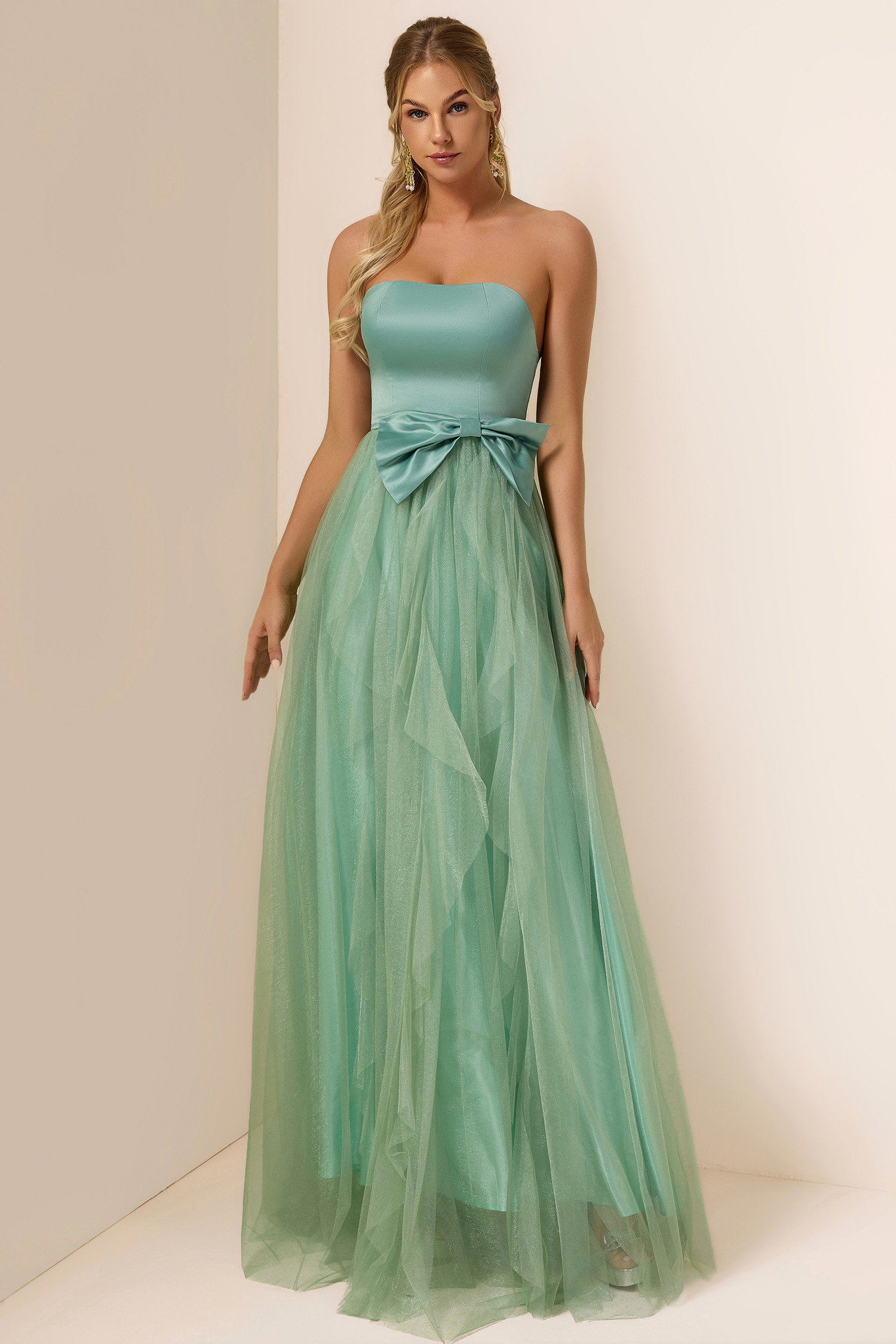 Bow Splicing Off-Shoulder Maxi Dress