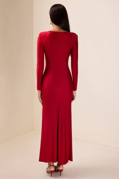 Jersey Solid Ruched Midi Dress