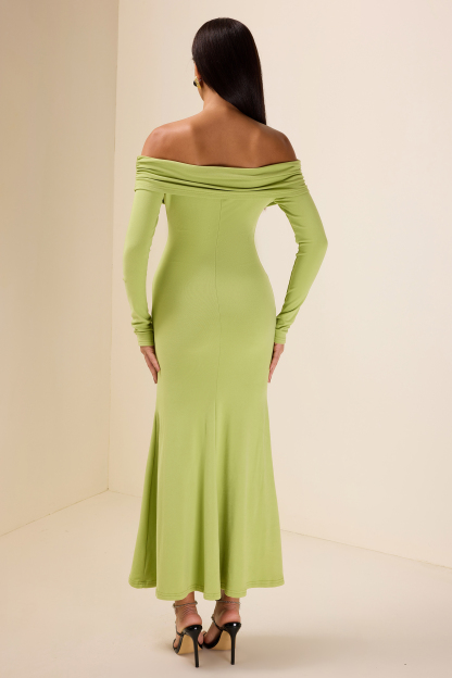 Solid Jersey Off-Shoulder Midi Dress