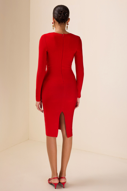 Solid Knit Cut-Out Midi Dress