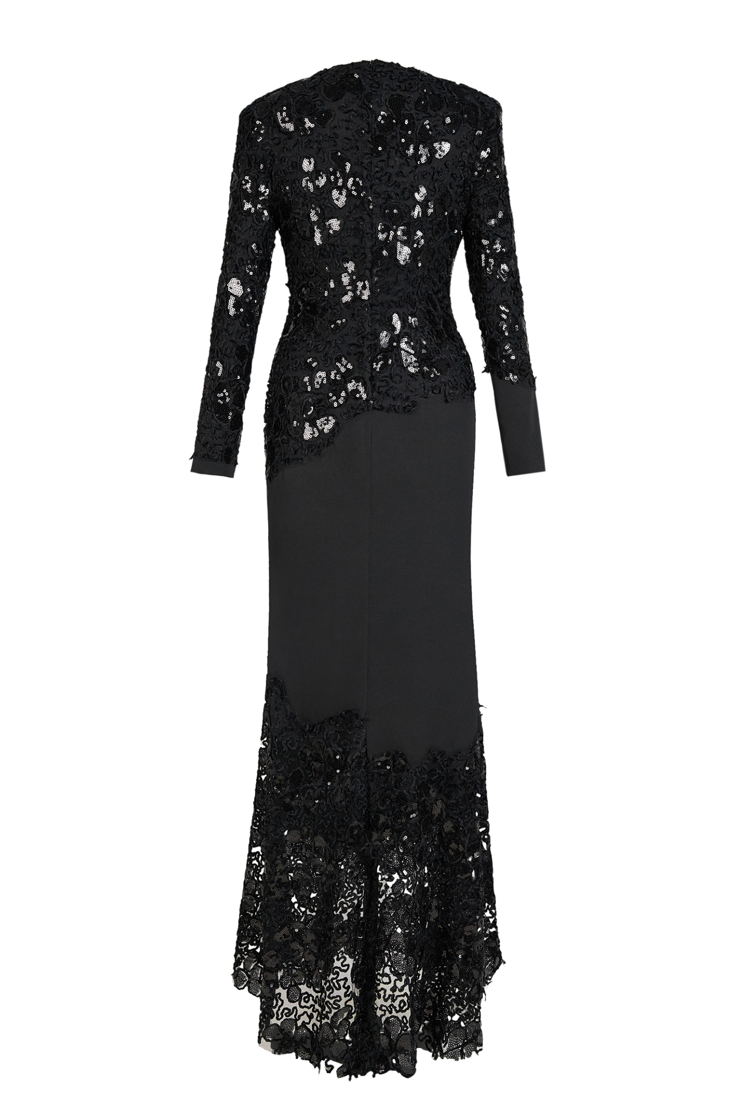 Sequin Splicing Embroidery Long Sleeve Maxi Dress