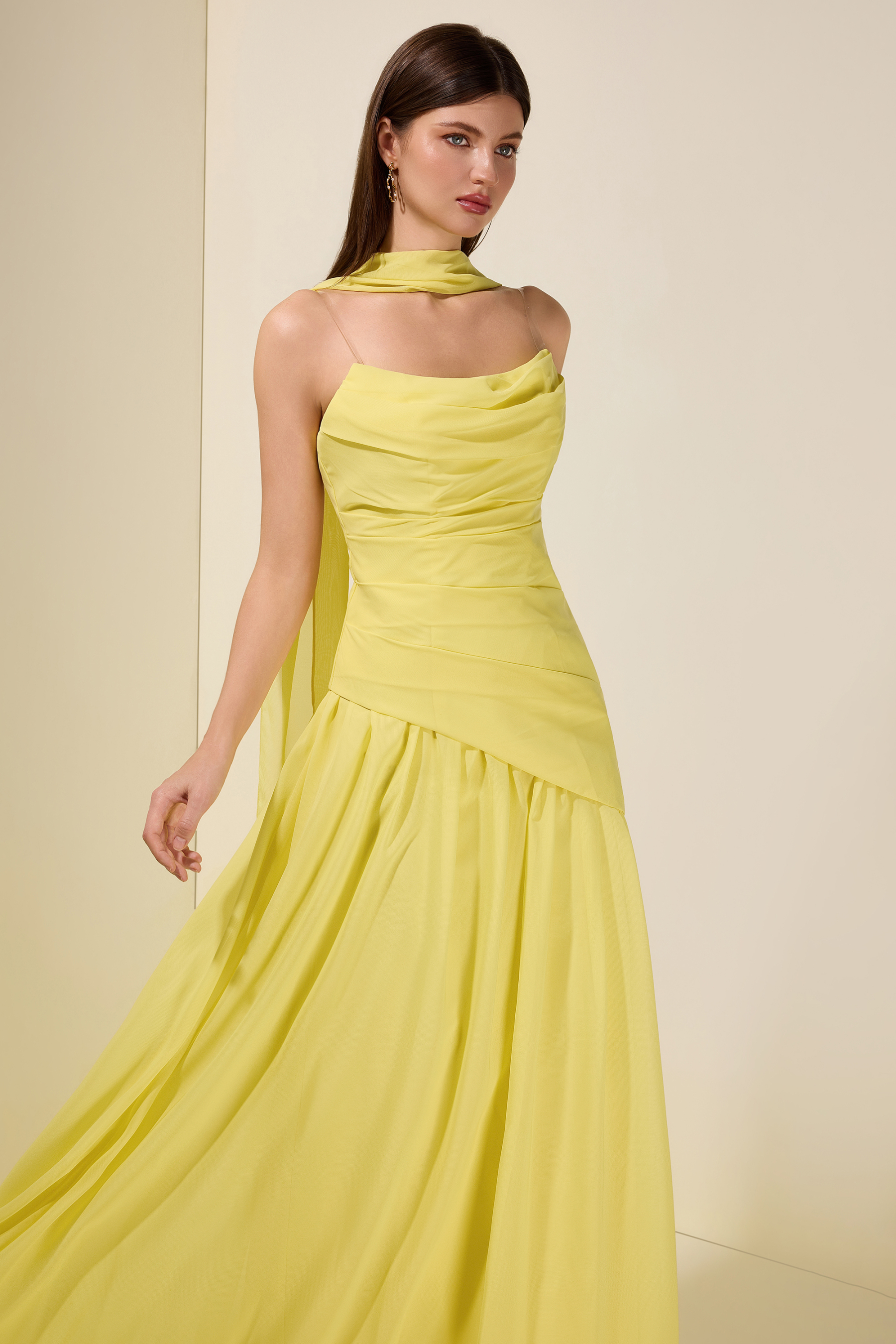 Solid Off-Shoulder Tie-Up Maxi Dress