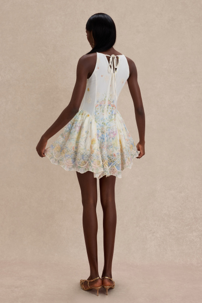Floral Embroidered Sleeveless Mini Dress