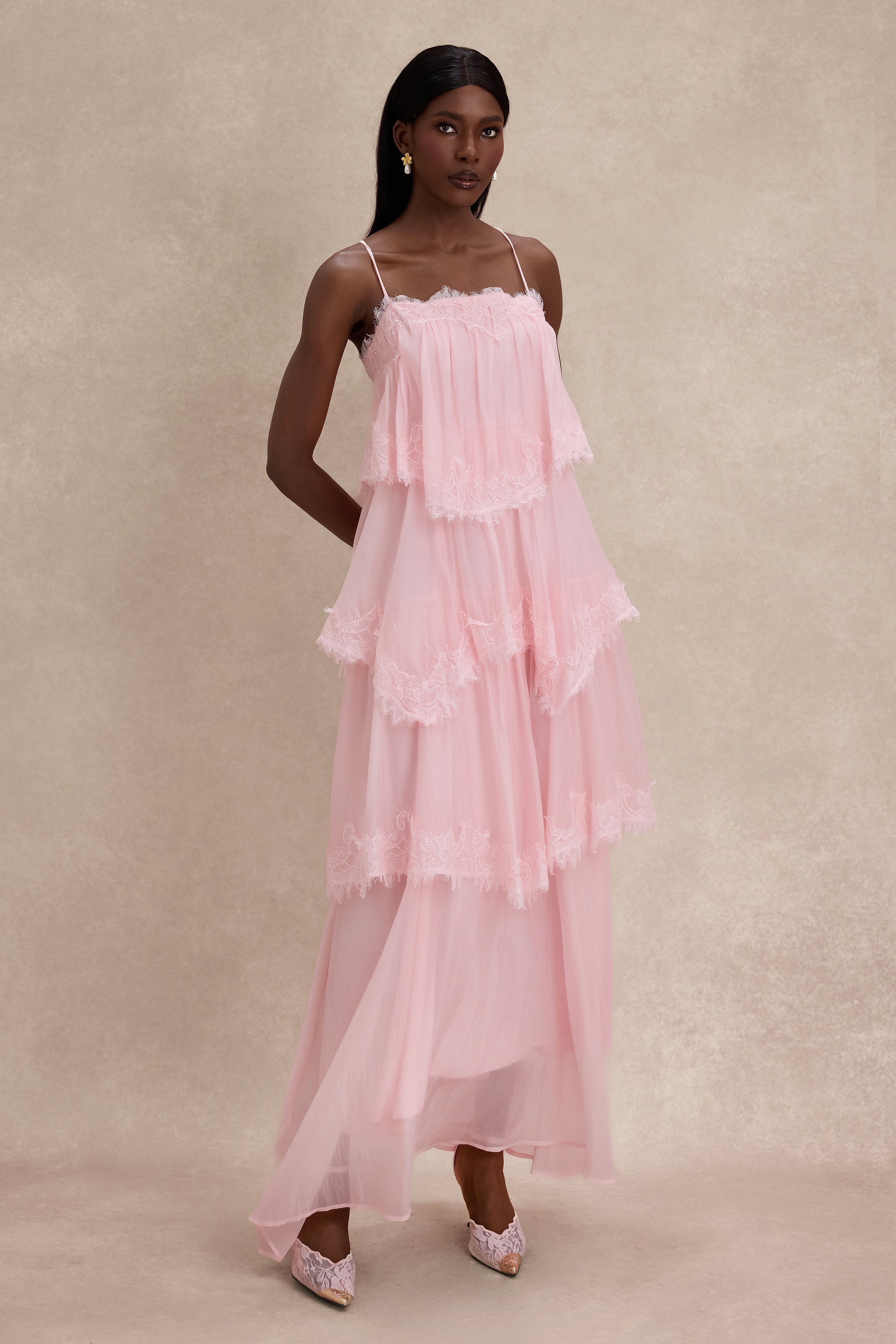 Lace Ruffle Slip Maxi Dress – Fleur Rétro