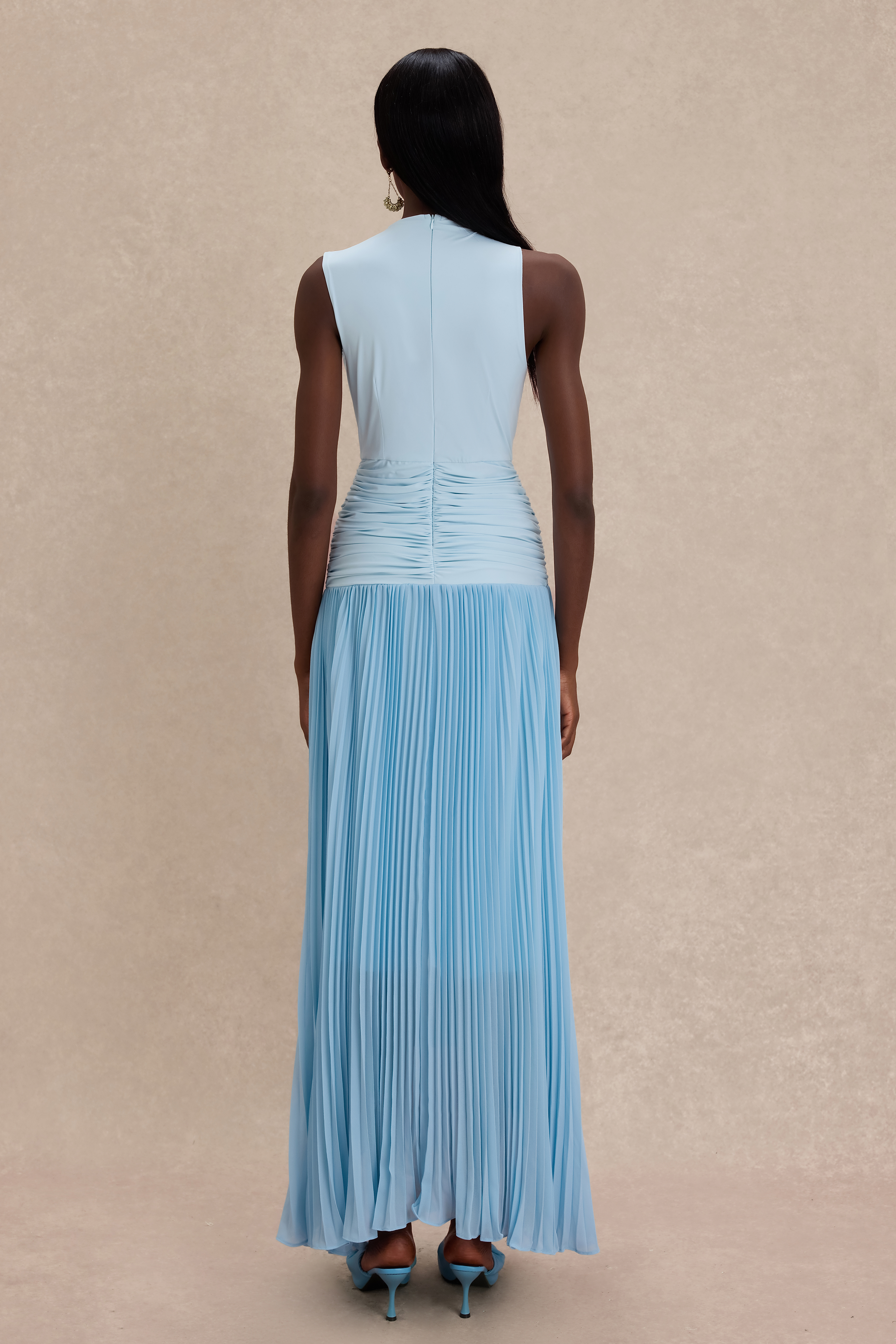 Jersey Splicing Chiffon Pleated Midi Dress