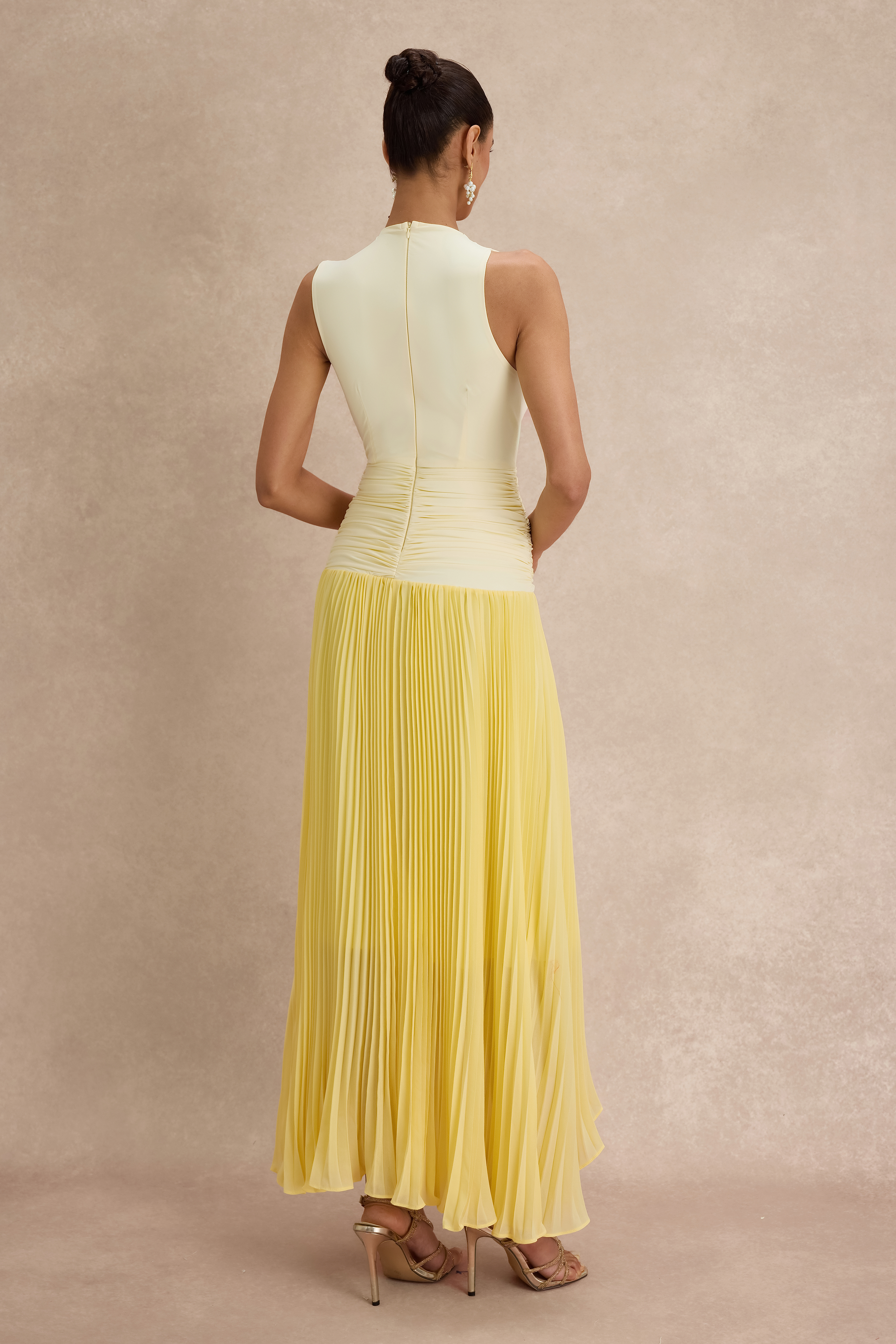 Jersey Splicing Chiffon Pleated Midi Dress
