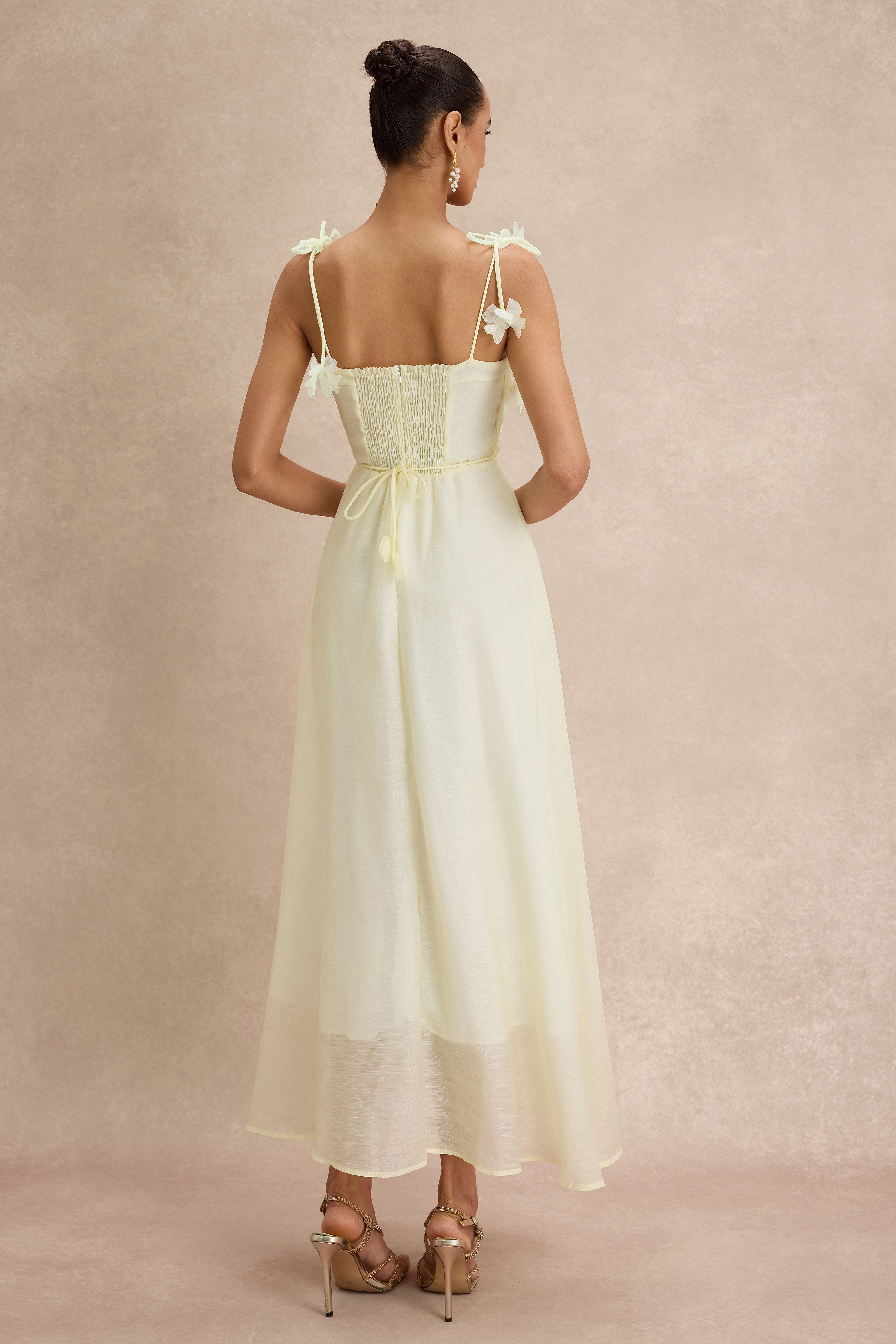 3D Flower Rhinestone Rivets Slip Midi Dress