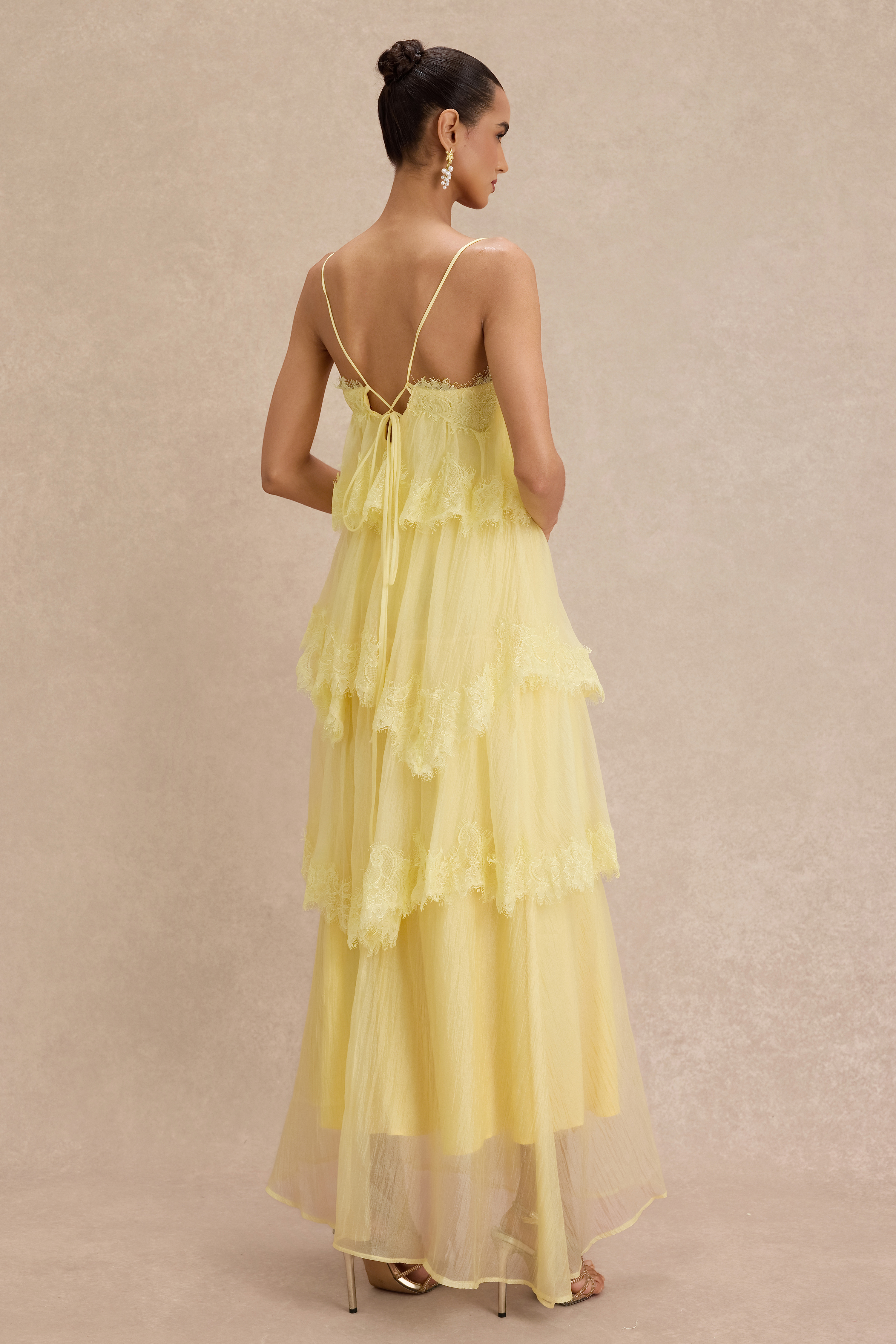 Lace Ruffle Slip Maxi Dress