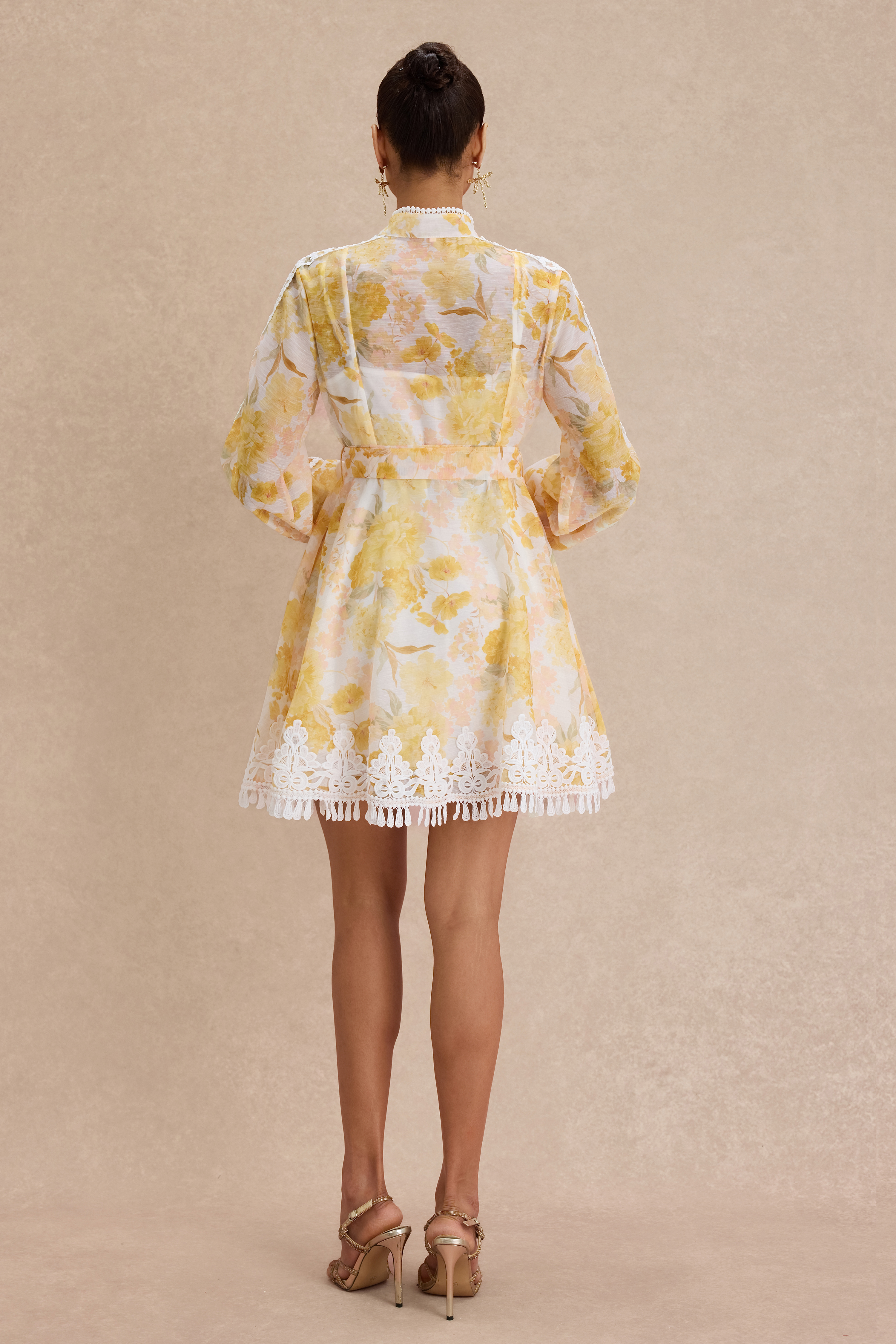 Floral Lace Tassel Mini Dress