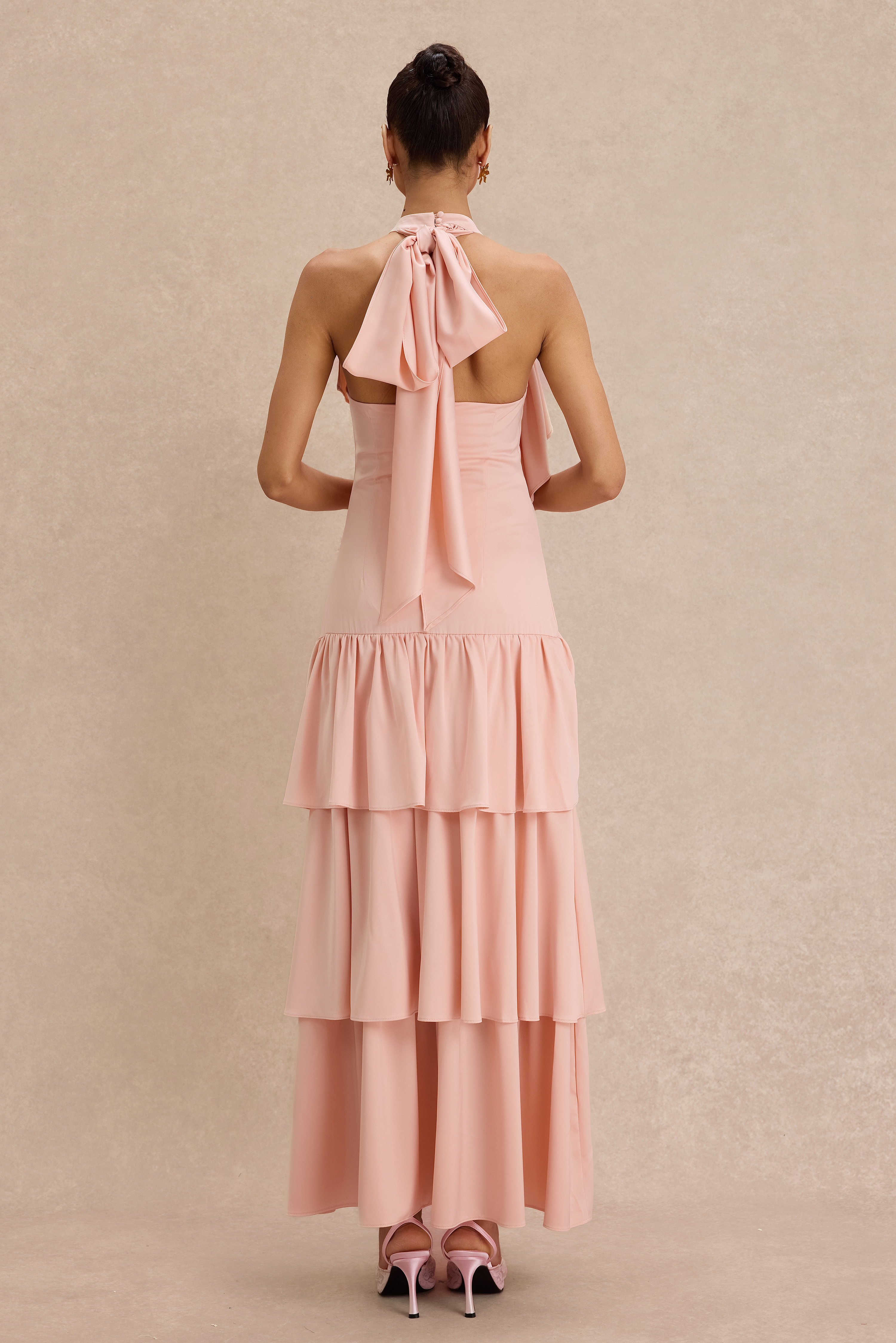 Ruffle Solid Sleeveless Midi Dress