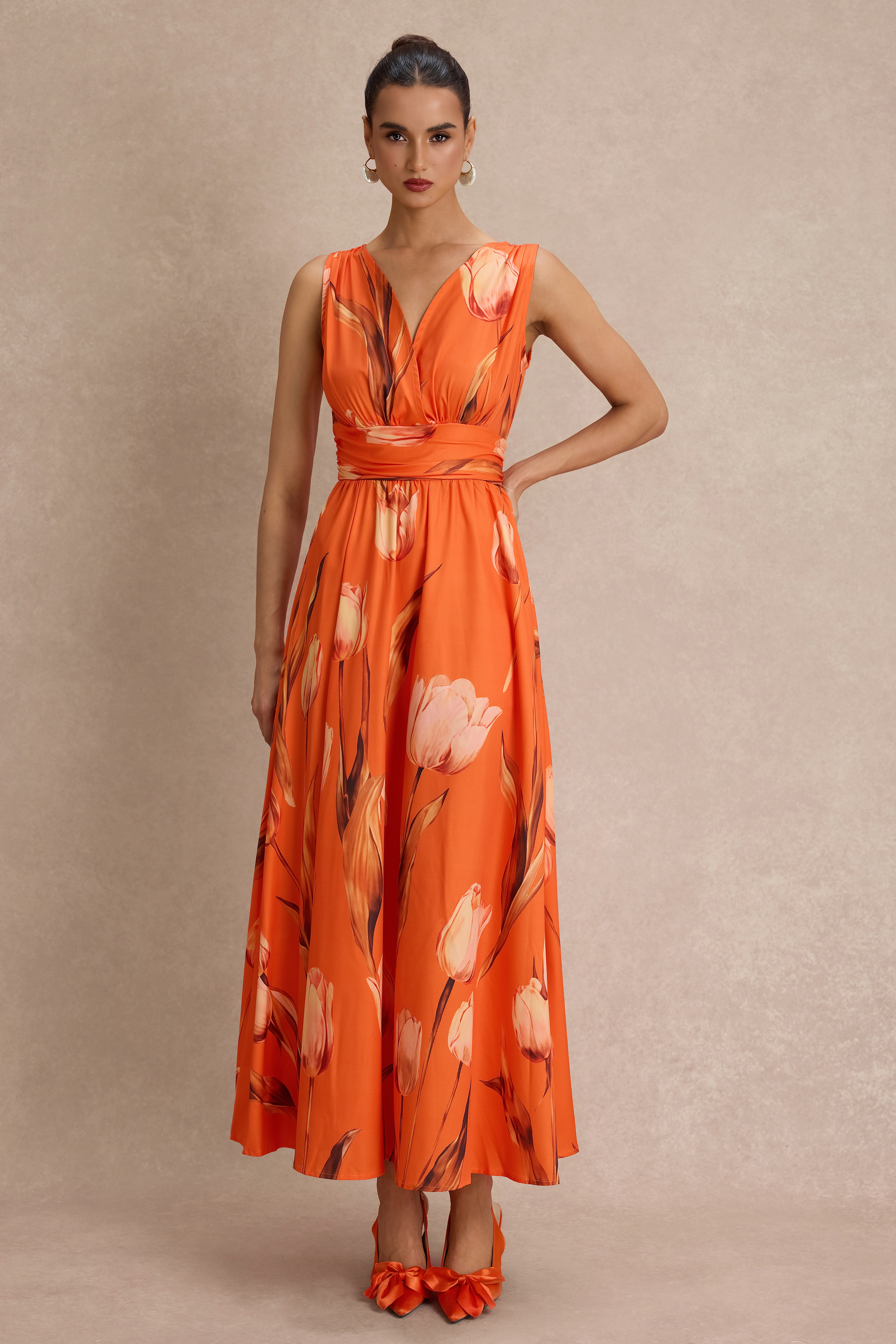Floral Sleeveless V-Neck Maxi Dress