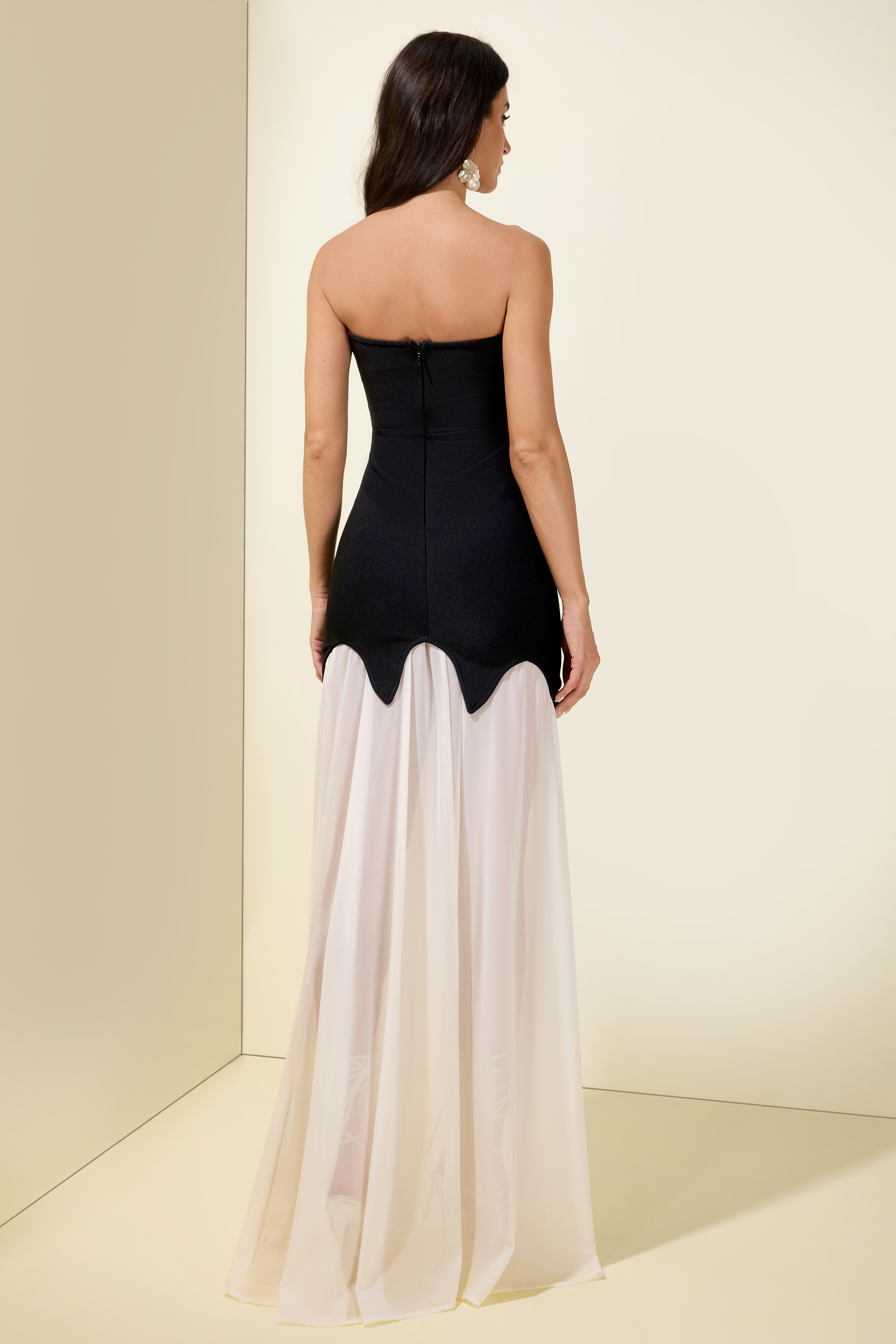 Color Block Off Shoulder Maxi Dress
