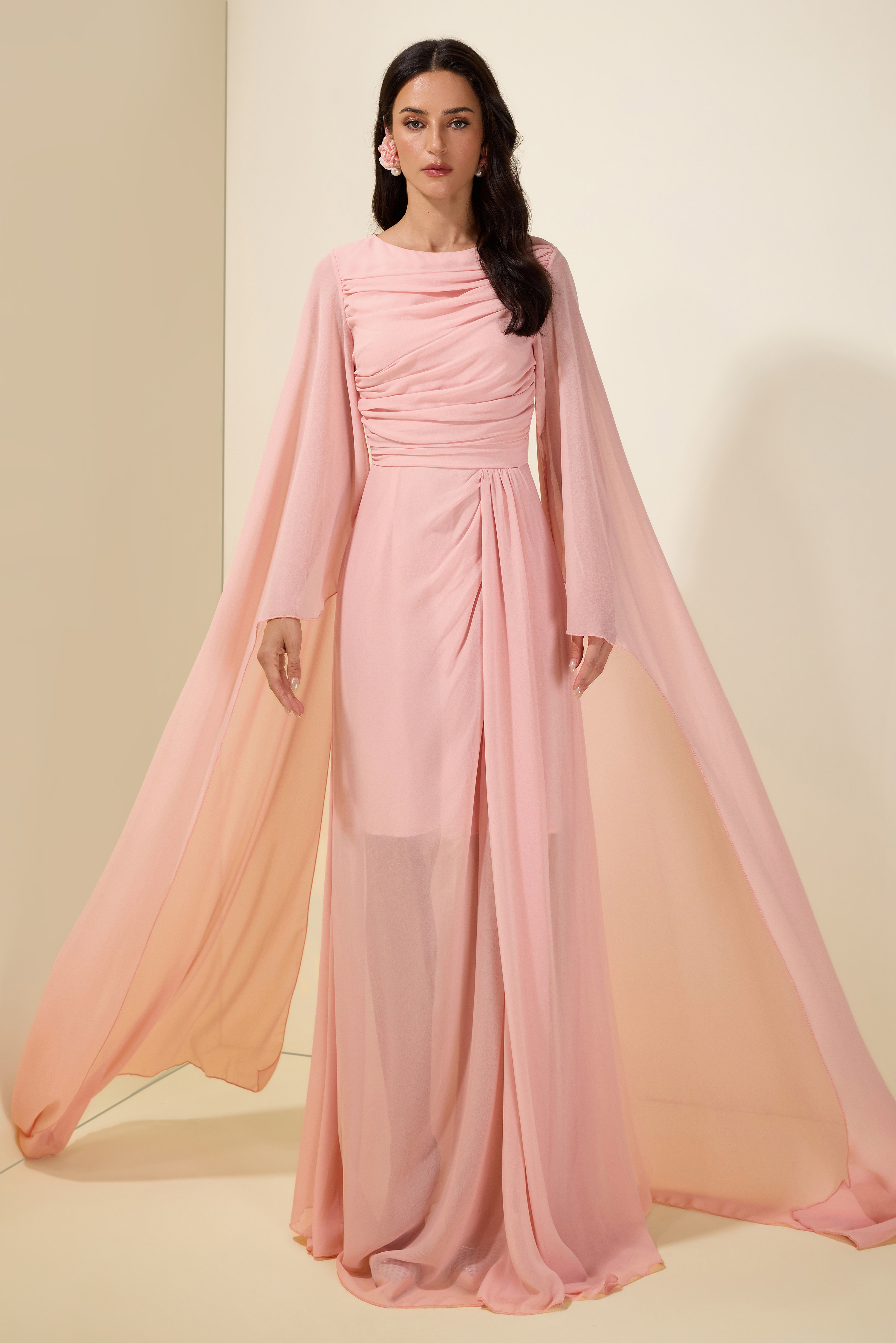 Chiffon Draped Maxi Dress