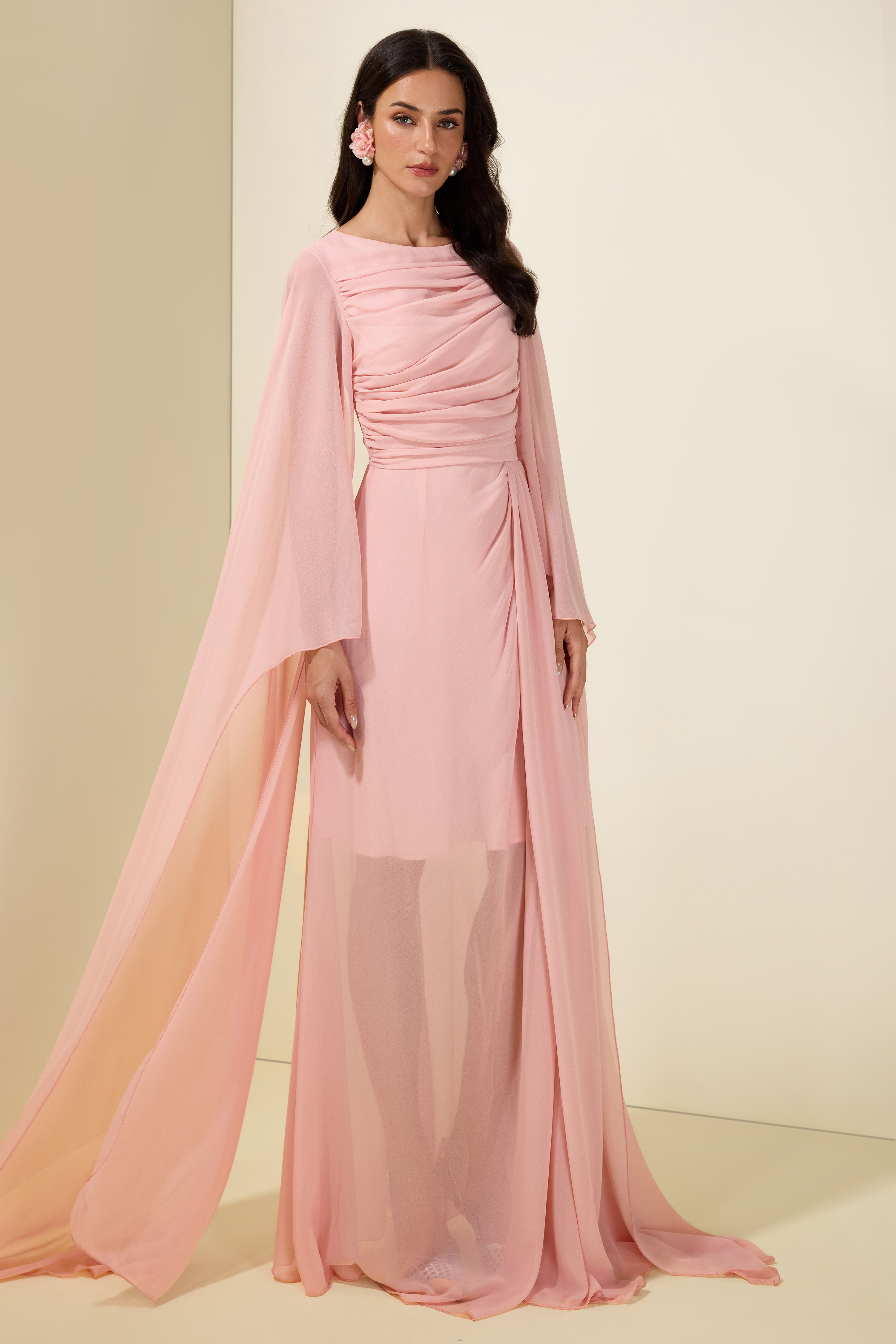 Chiffon Draped Maxi Dress