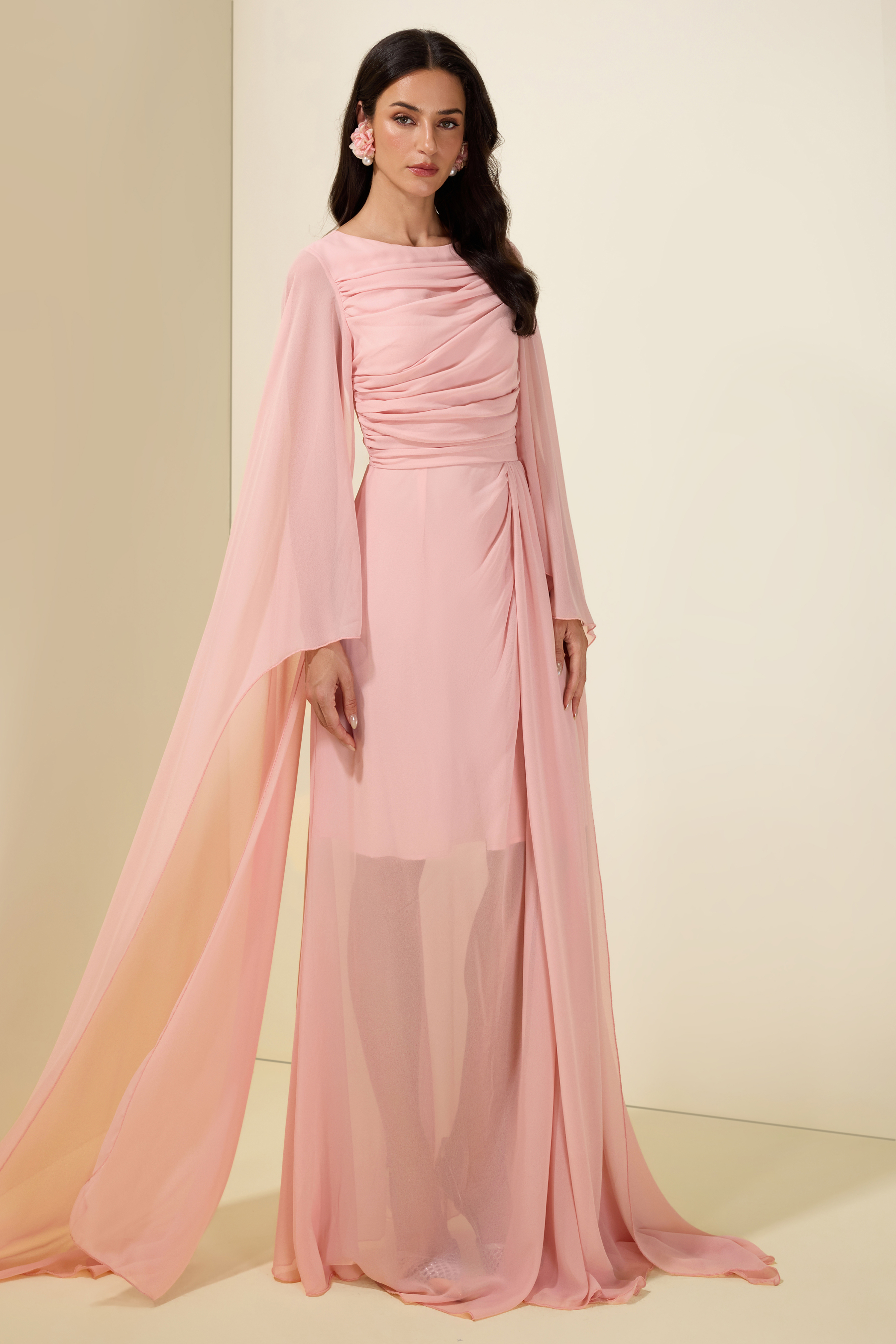 Chiffon Draped Maxi Dress