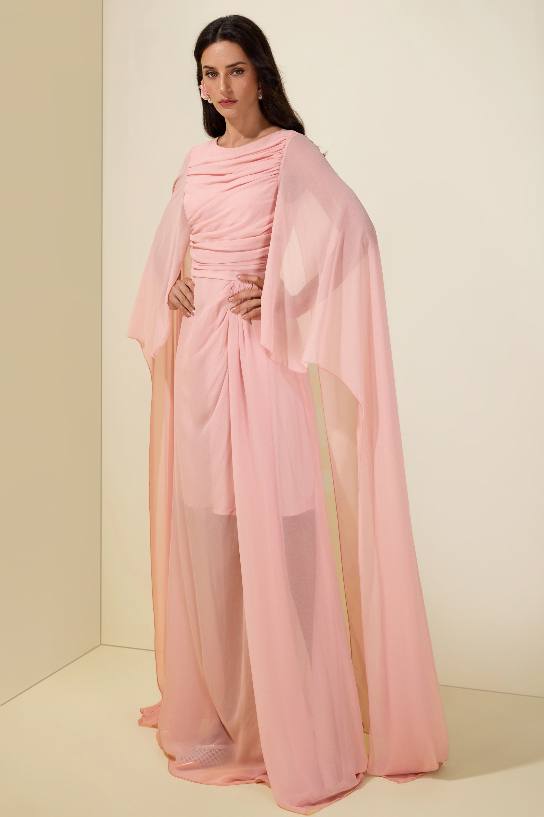 Chiffon Draped Maxi Dress
