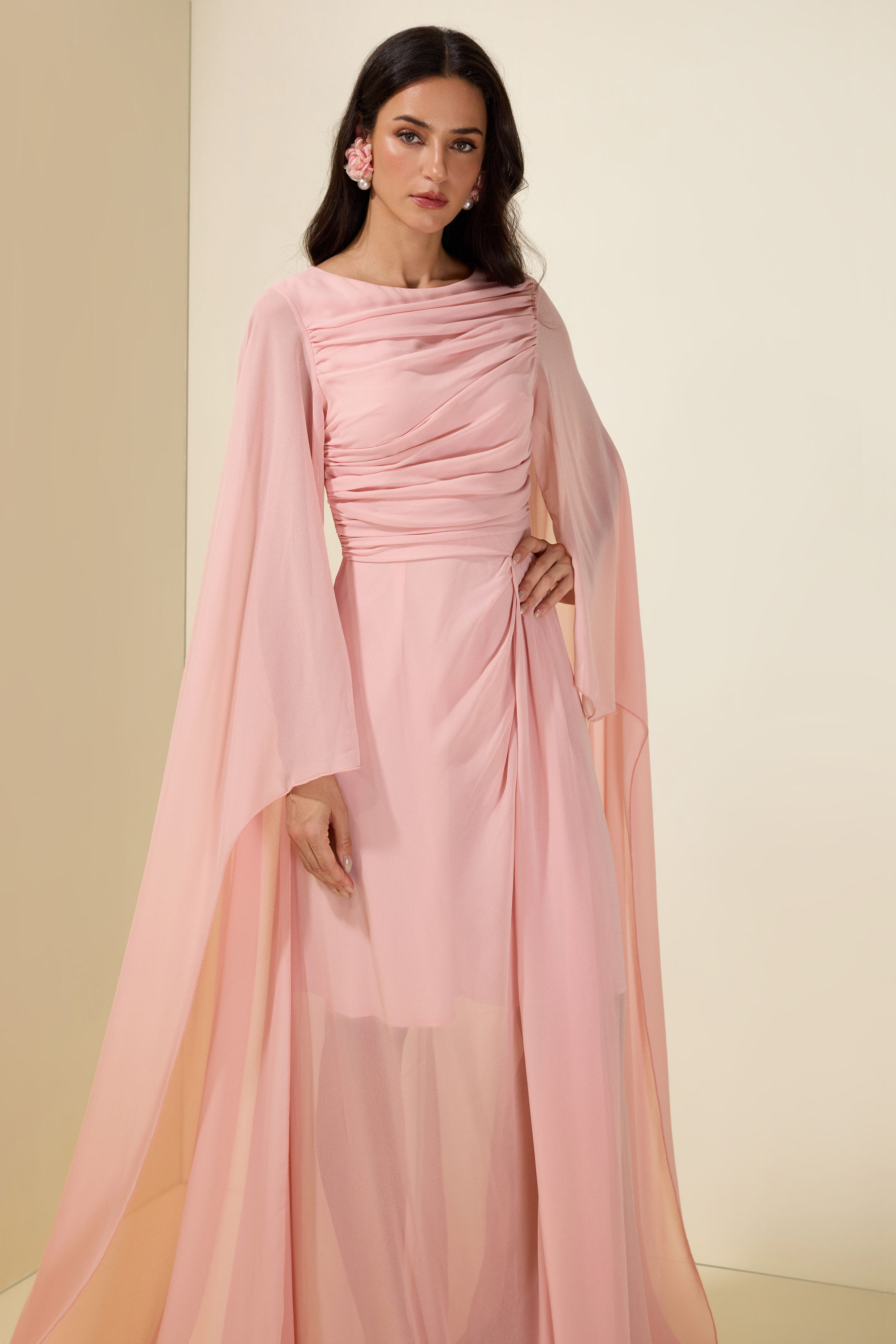 Chiffon Draped Maxi Dress