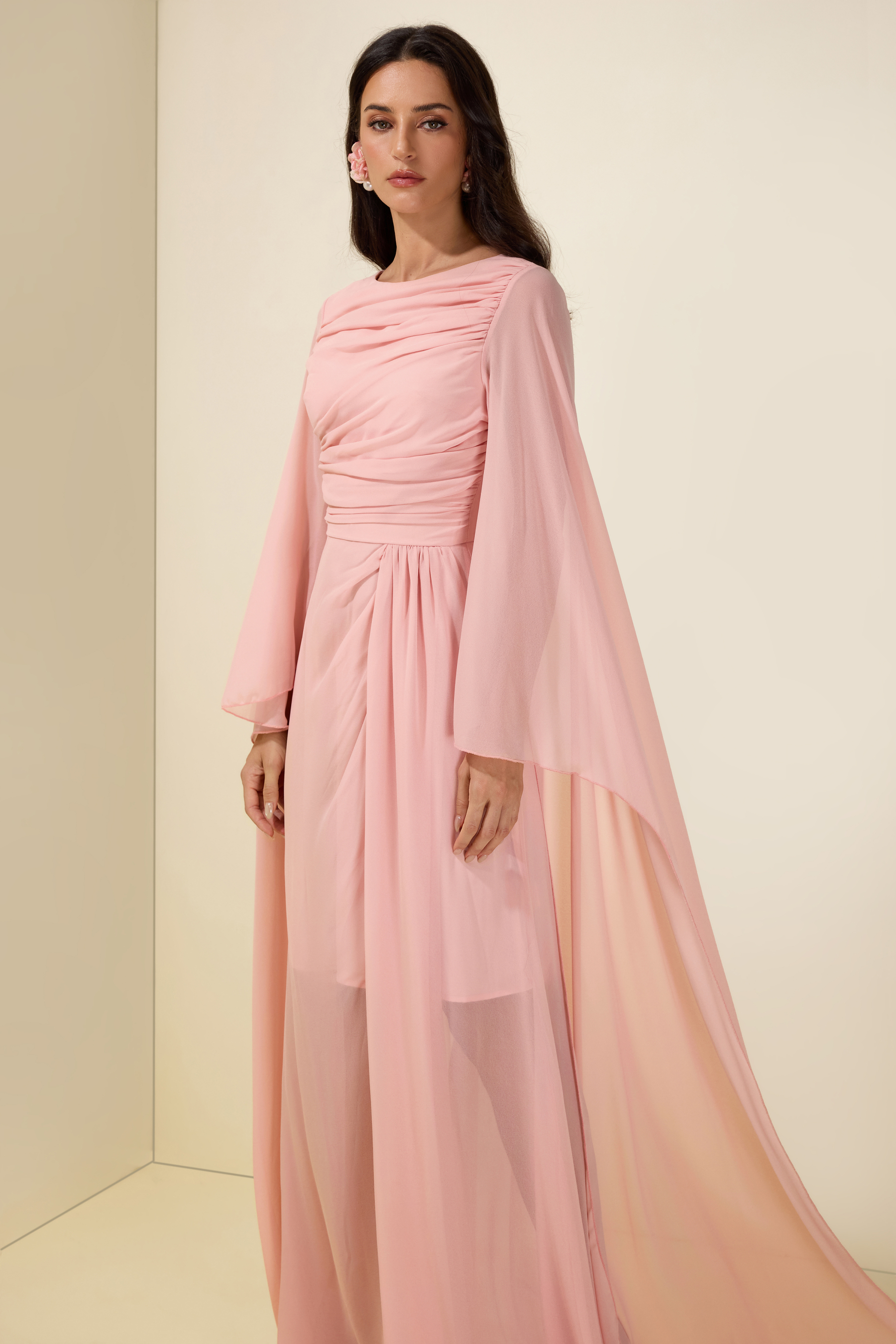 Chiffon Draped Maxi Dress