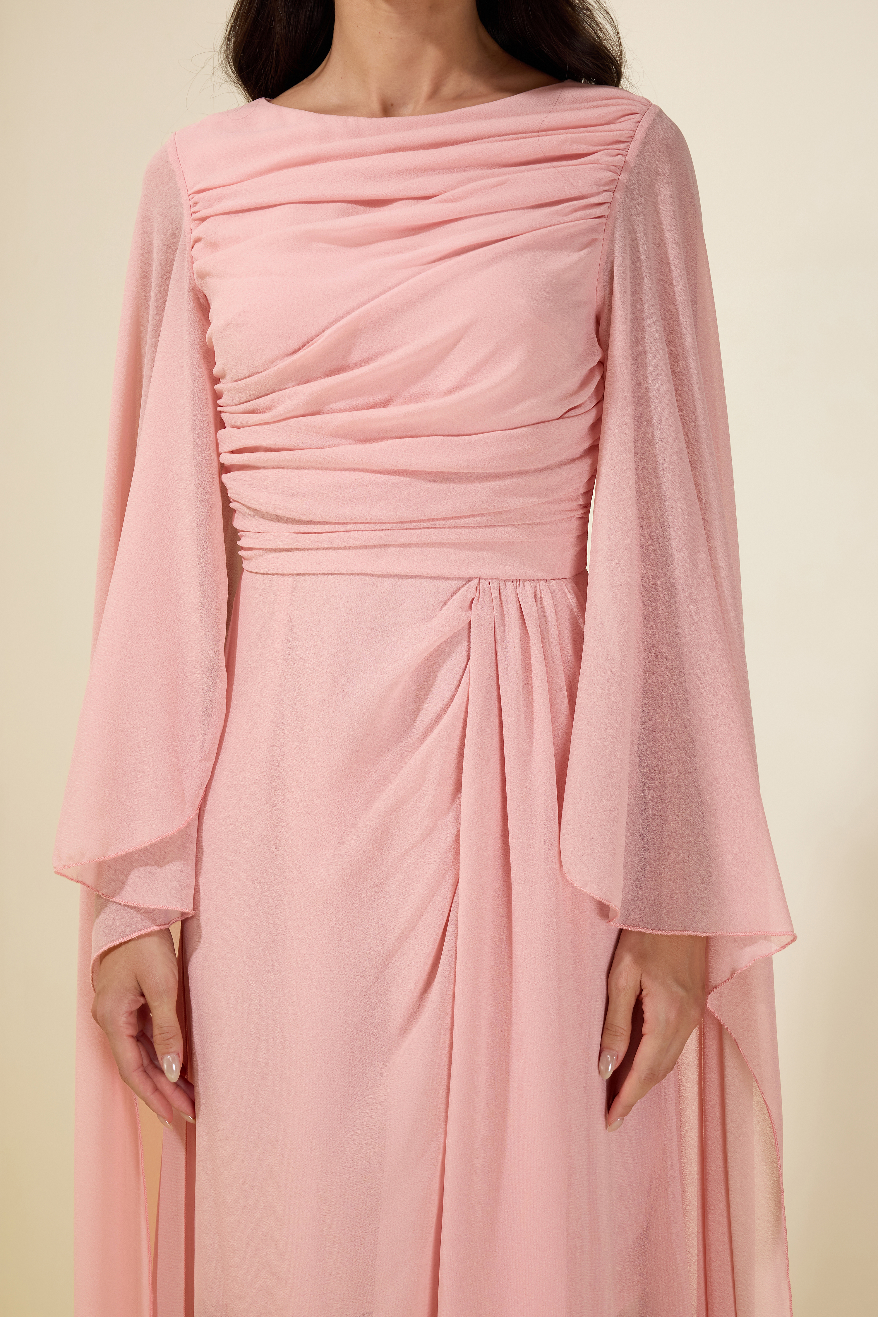 Chiffon Draped Maxi Dress