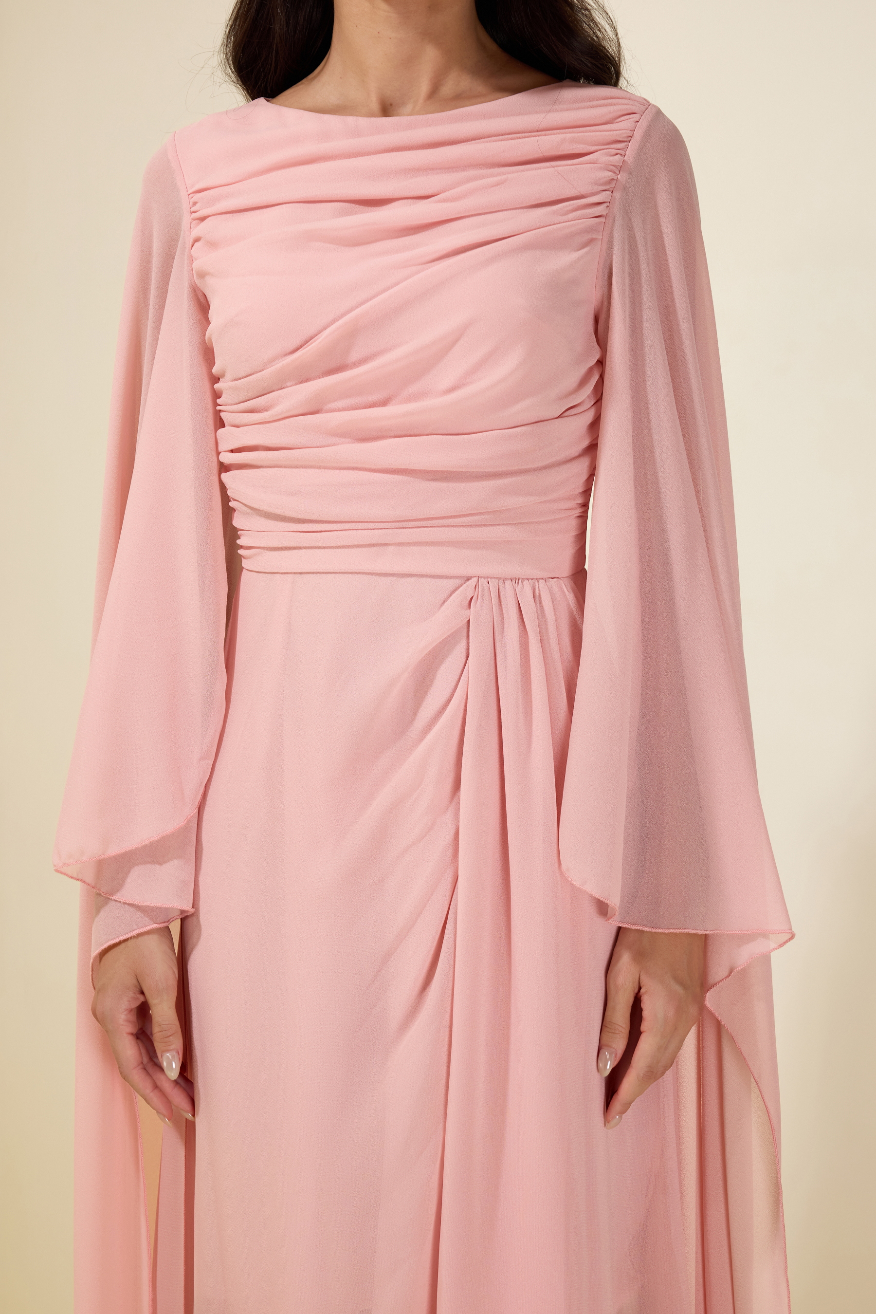 Chiffon Draped Maxi Dress