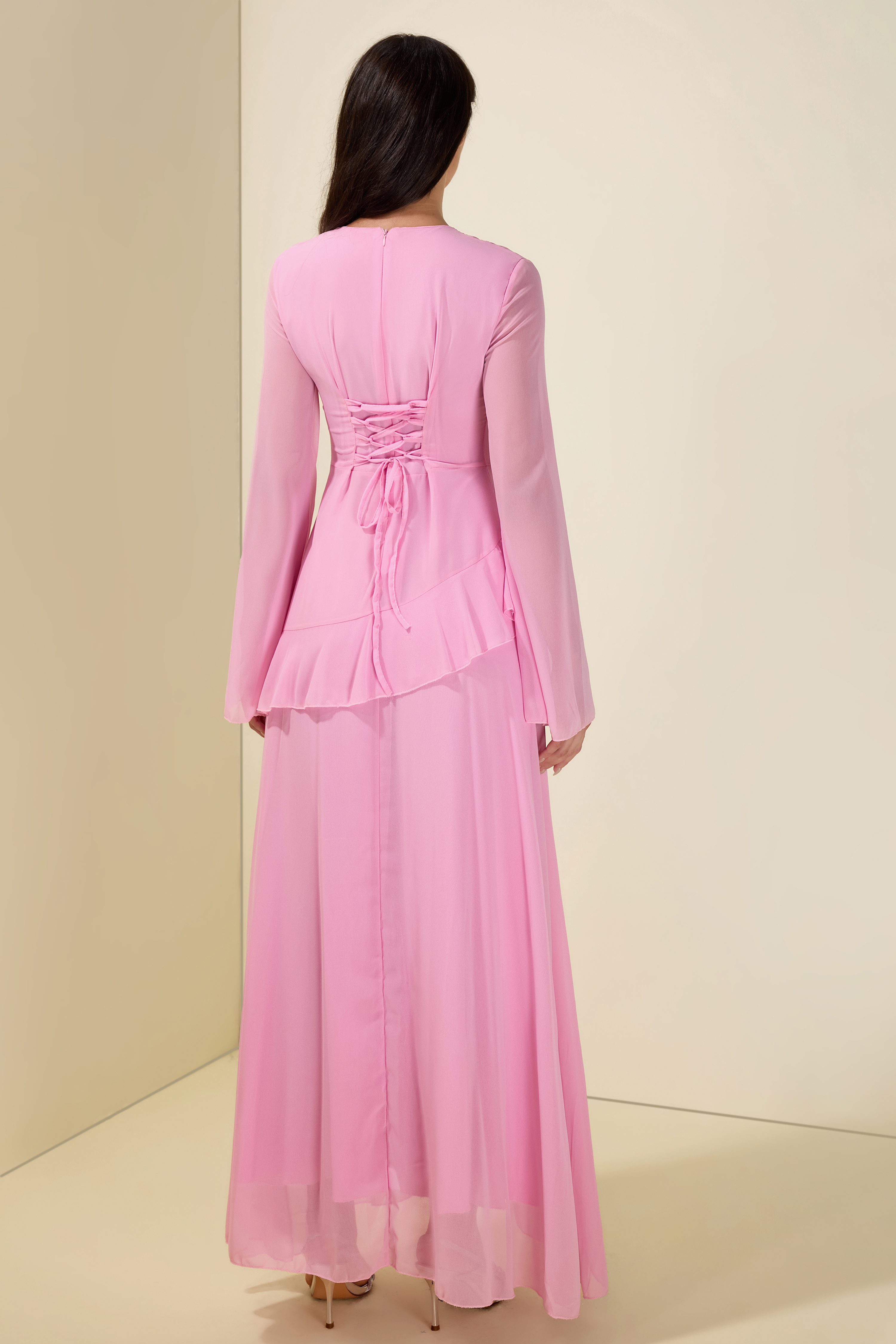 Flared Sleeves Ruffle Maxi Dress