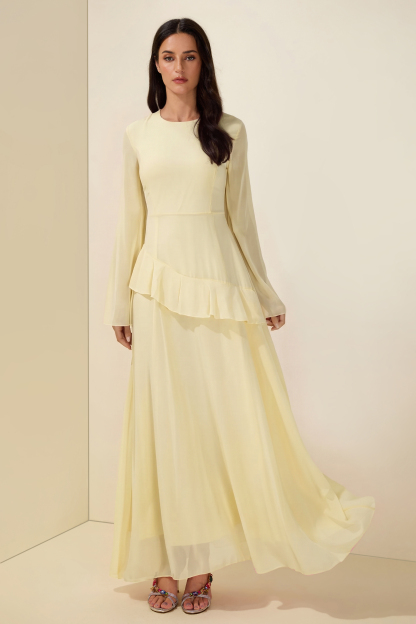 Flared Sleeves Ruffle Maxi Dress