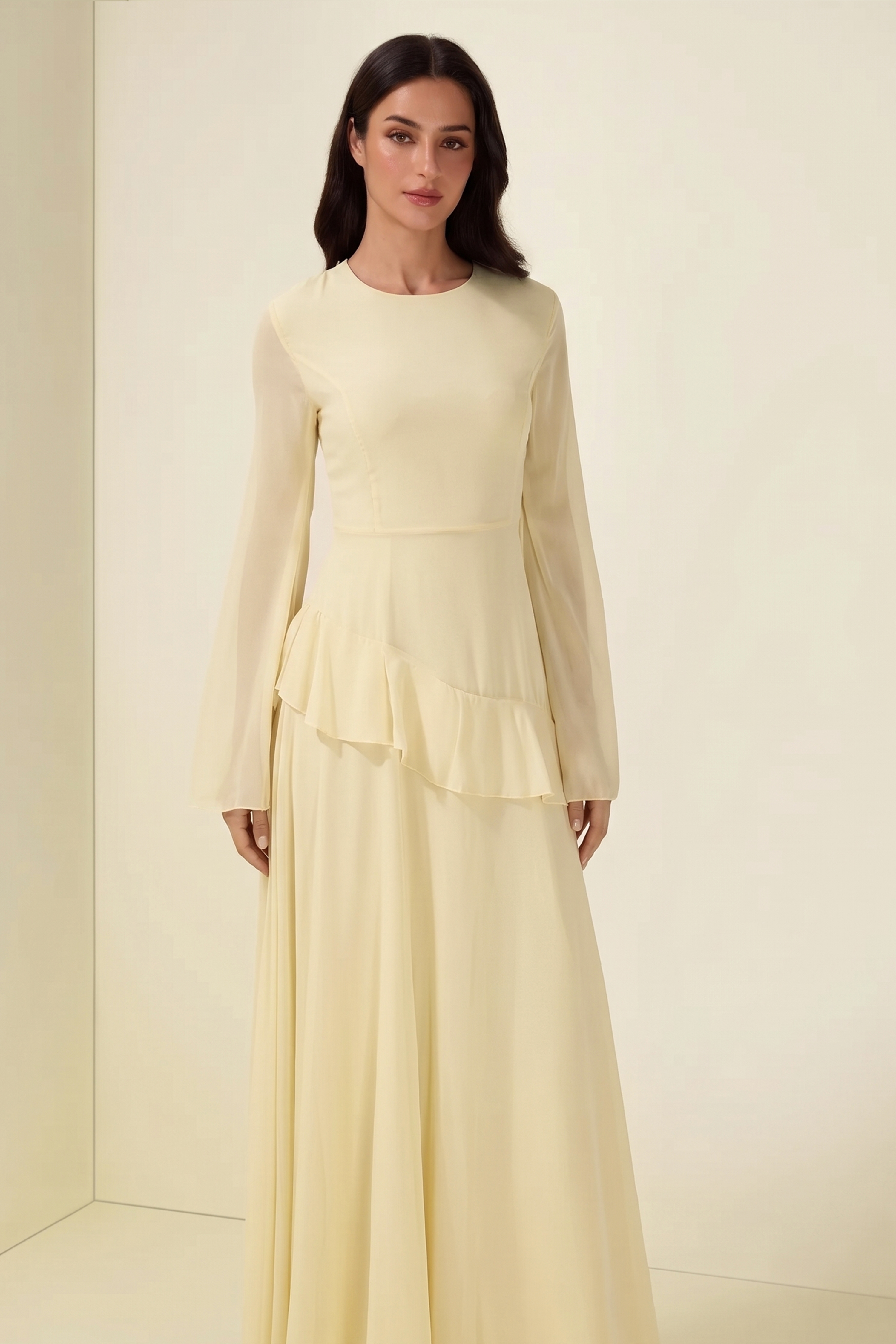 Flared Sleeves Ruffle Maxi Dress