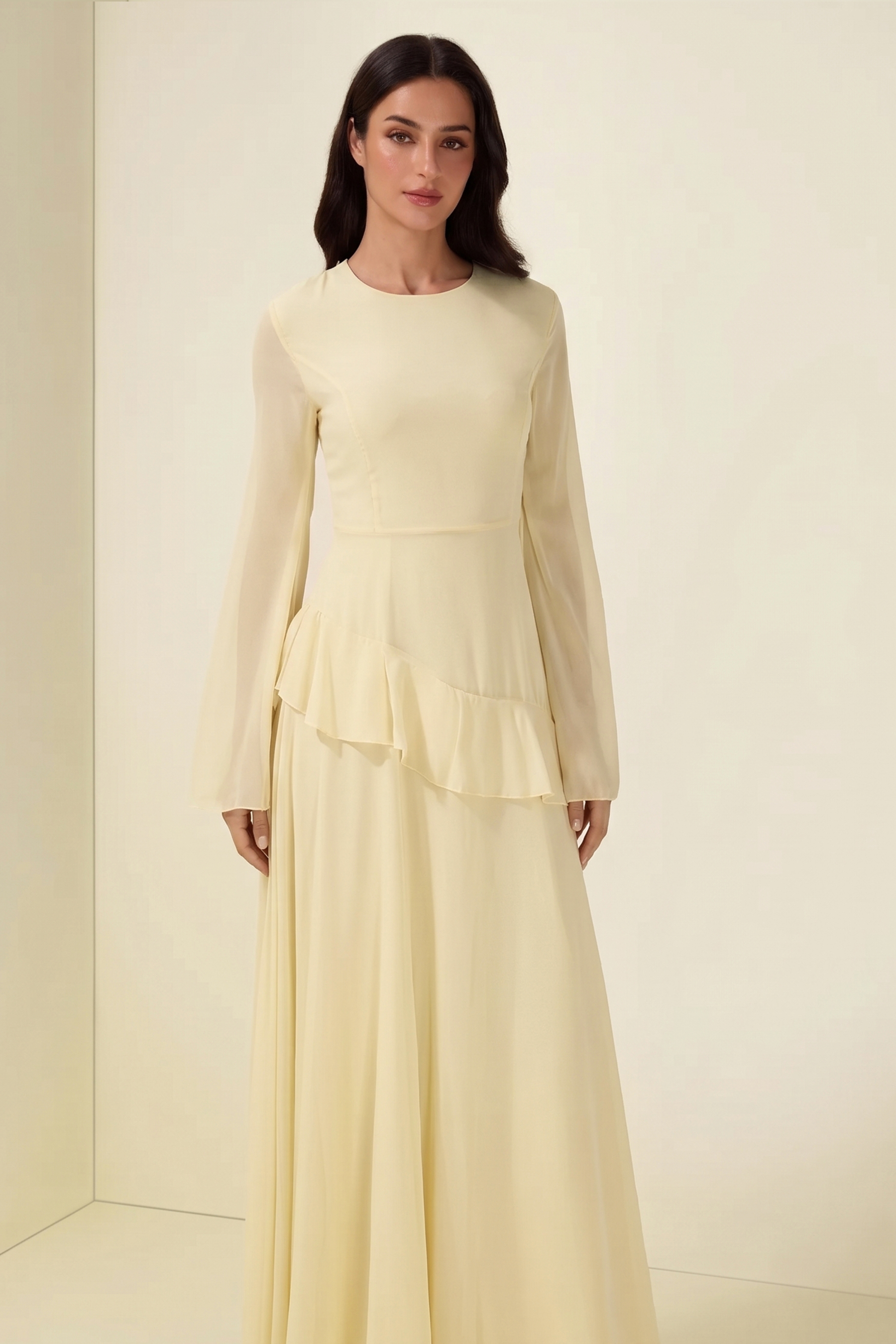 Flared Sleeves Ruffle Maxi Dress