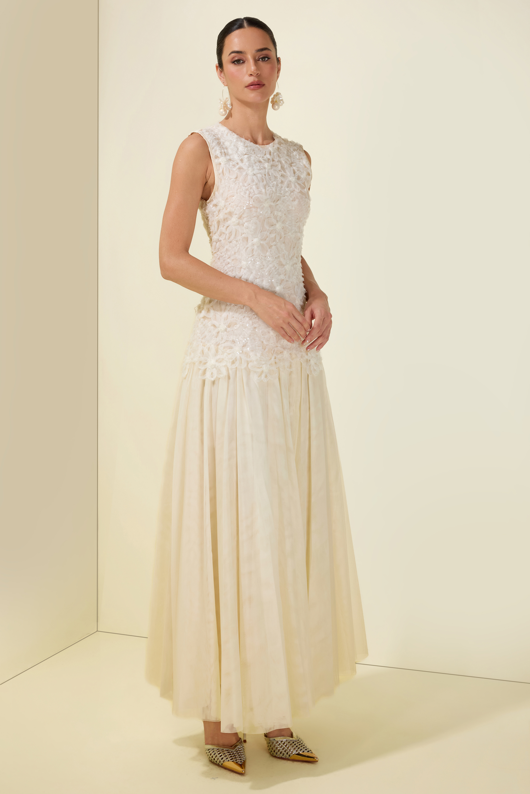 Sequin Round Neck Sleeveless Midi Dress