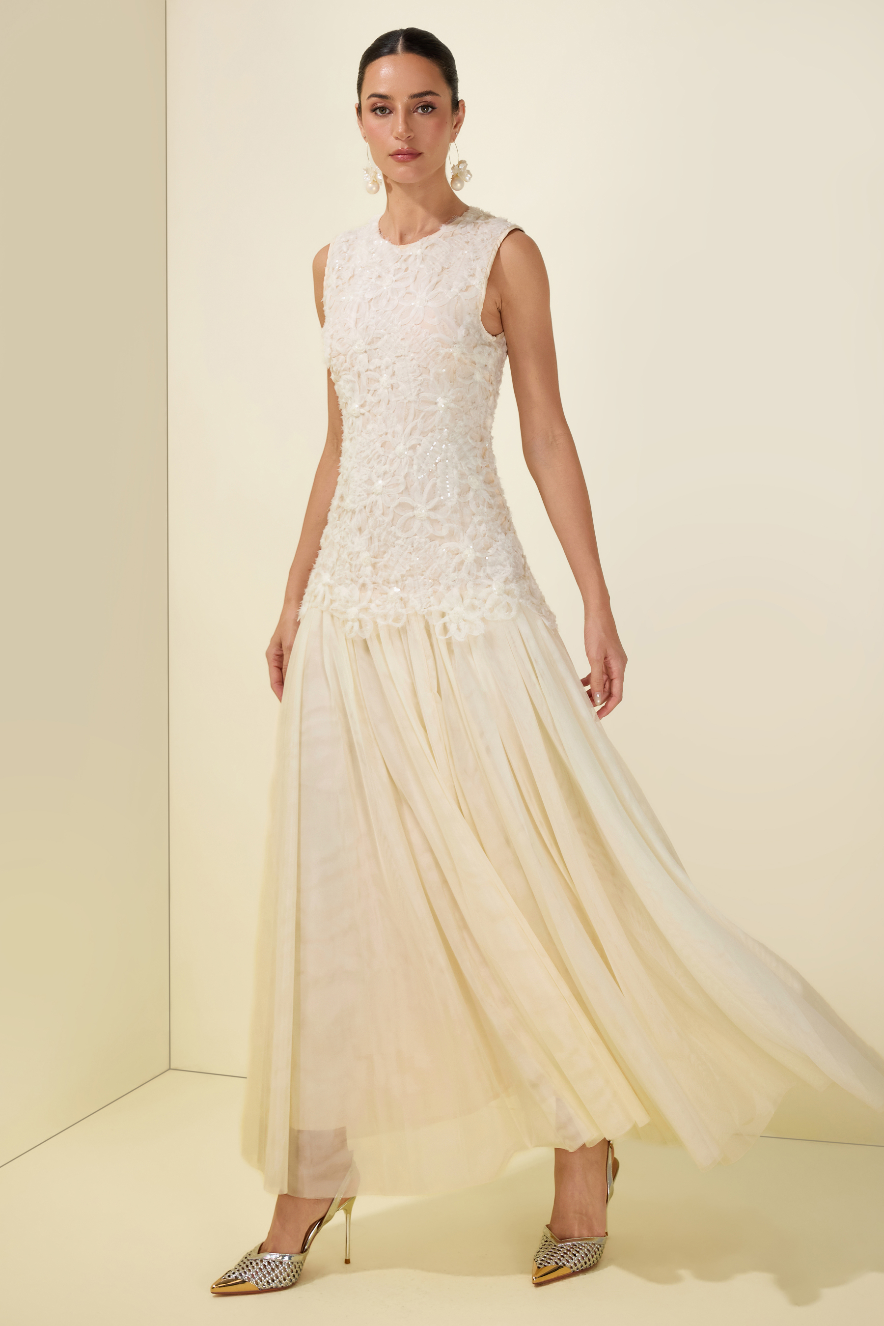 Sequin Round Neck Sleeveless Midi Dress